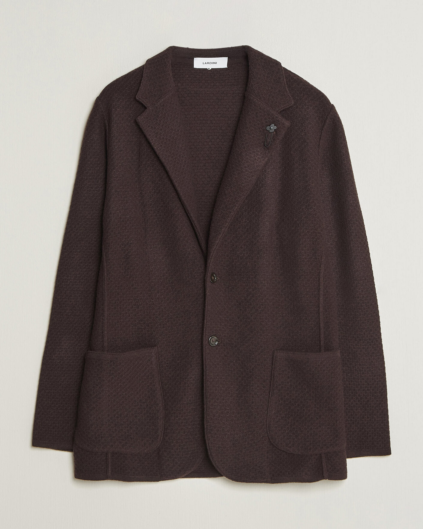 Hombres | Blazers | Lardini | Knitted Structure Wool/Cashmere Blazer Brown
