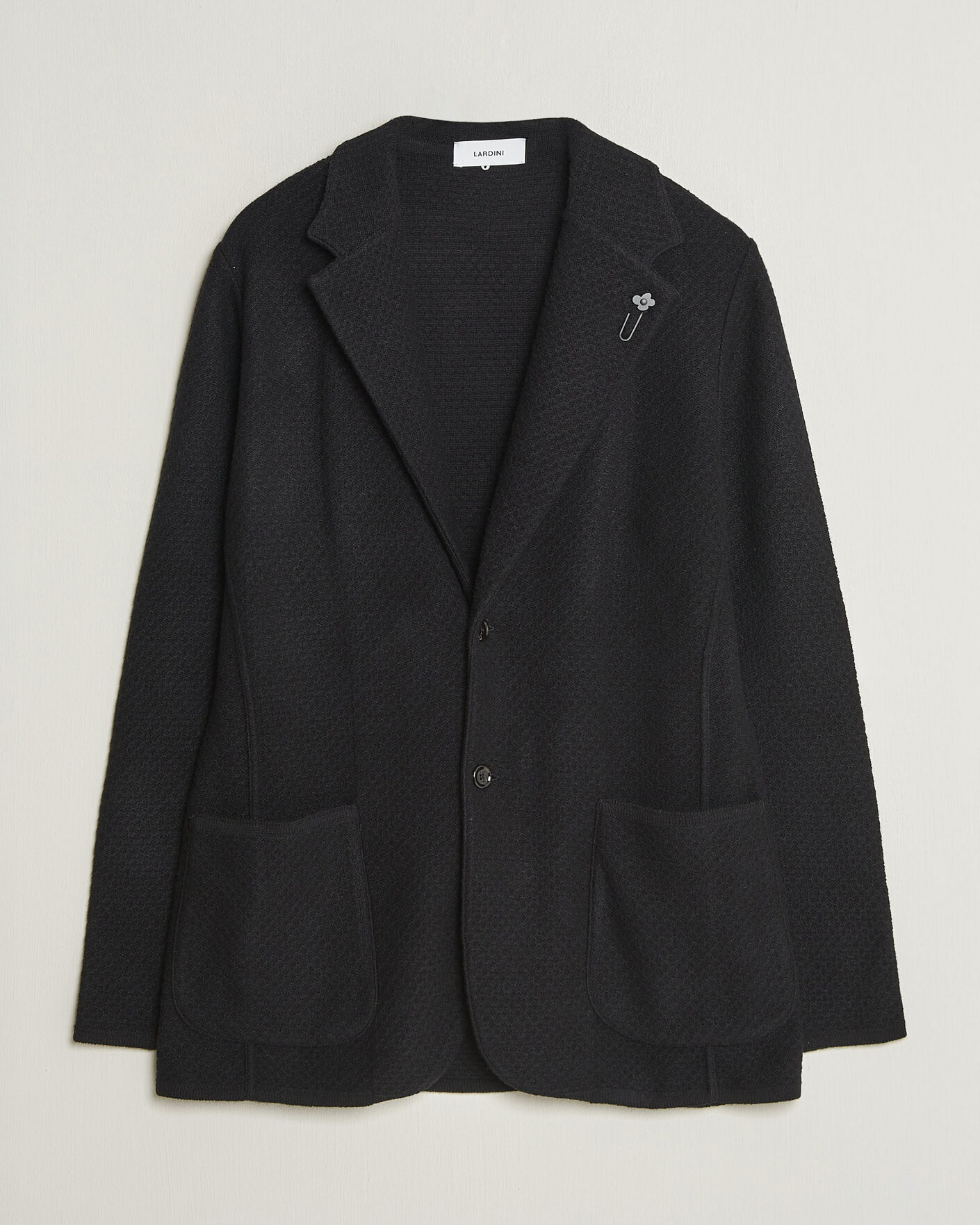 Hombres | Blazers | Lardini | Knitted Structure Wool/Cashmere Blazer Black