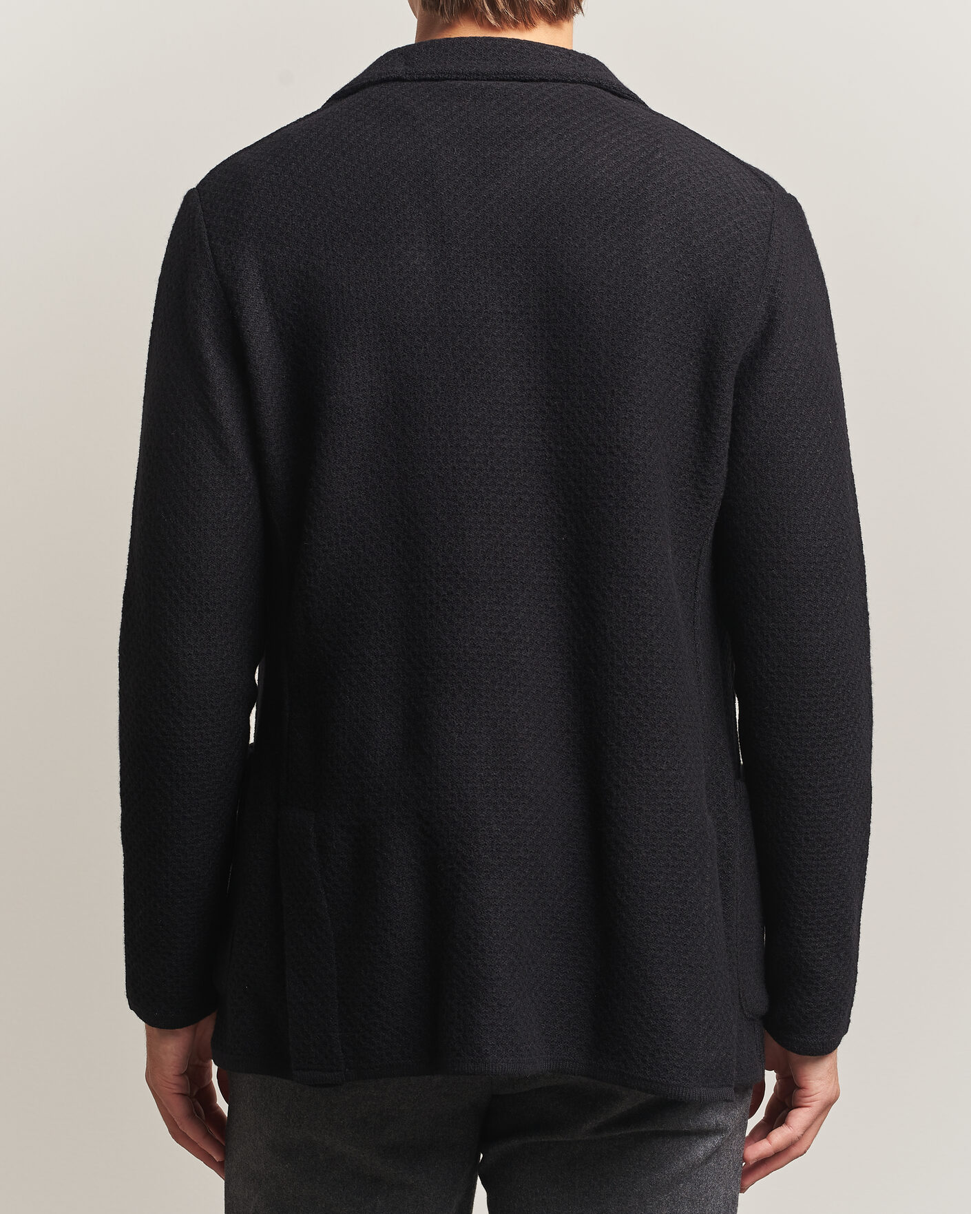 Hombres | Blazers | Lardini | Knitted Structure Wool/Cashmere Blazer Black