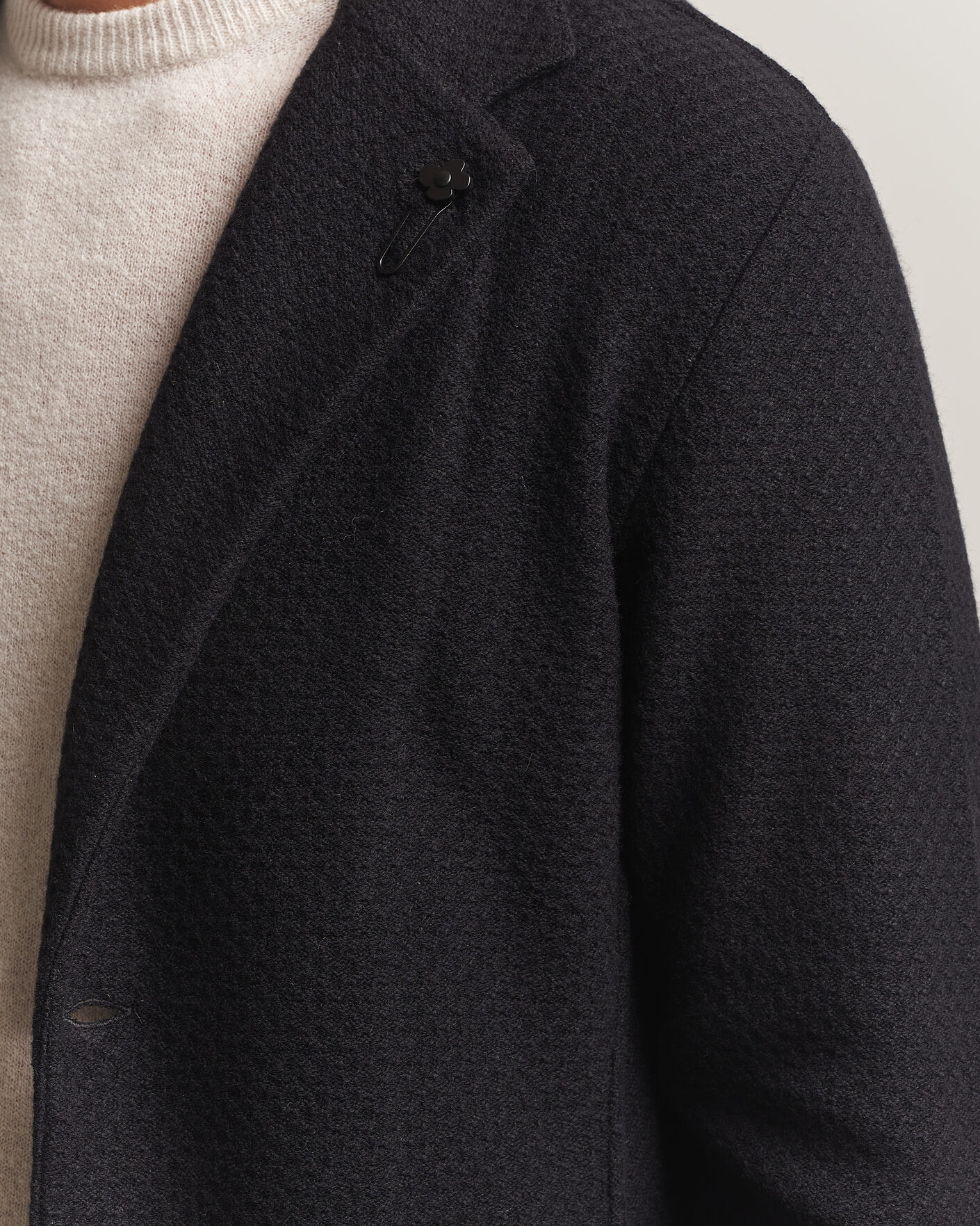 Hombres | Blazers | Lardini | Knitted Structure Wool/Cashmere Blazer Black