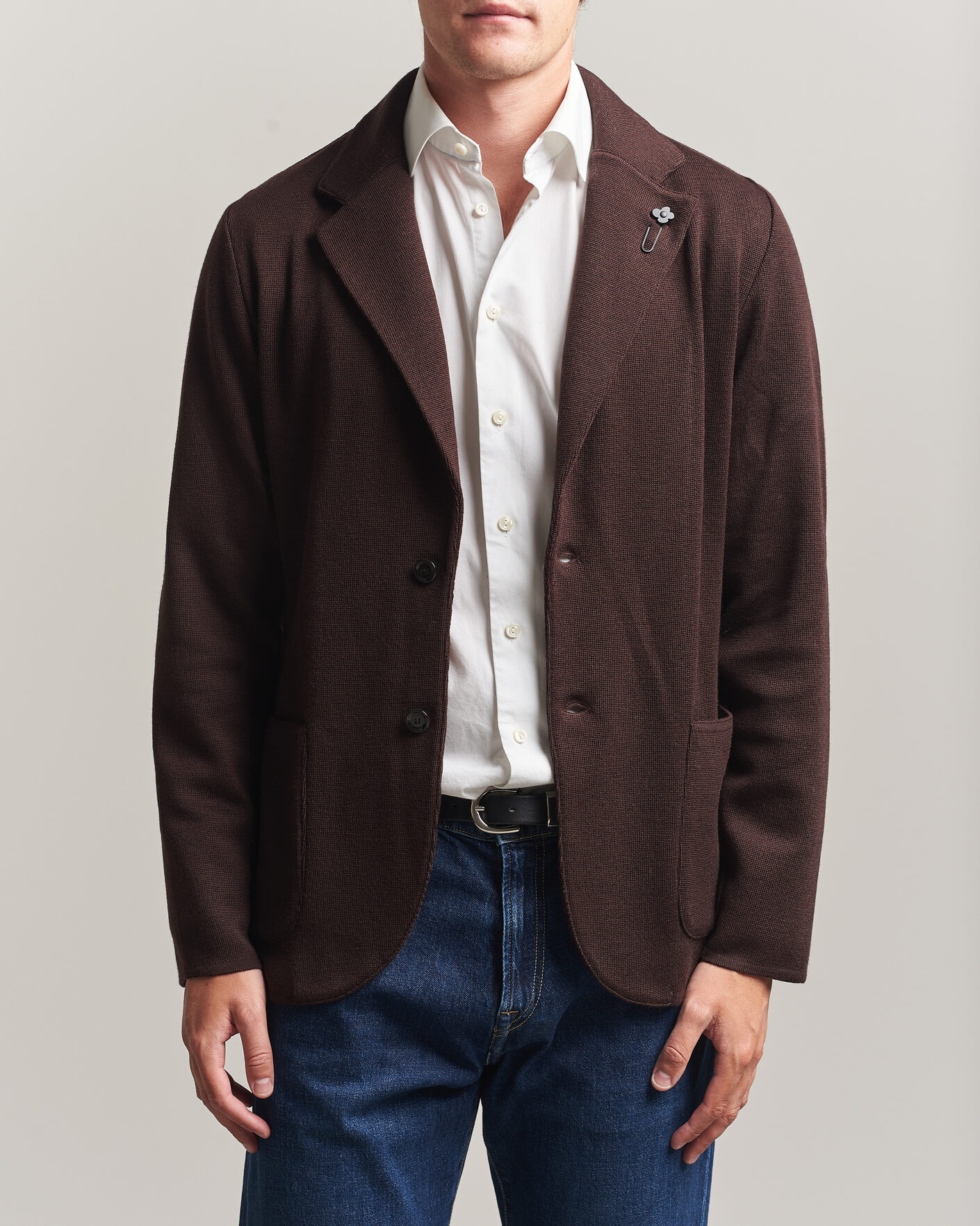 Hombres | Blazers | Lardini | Knitted Wool Blazer Brown