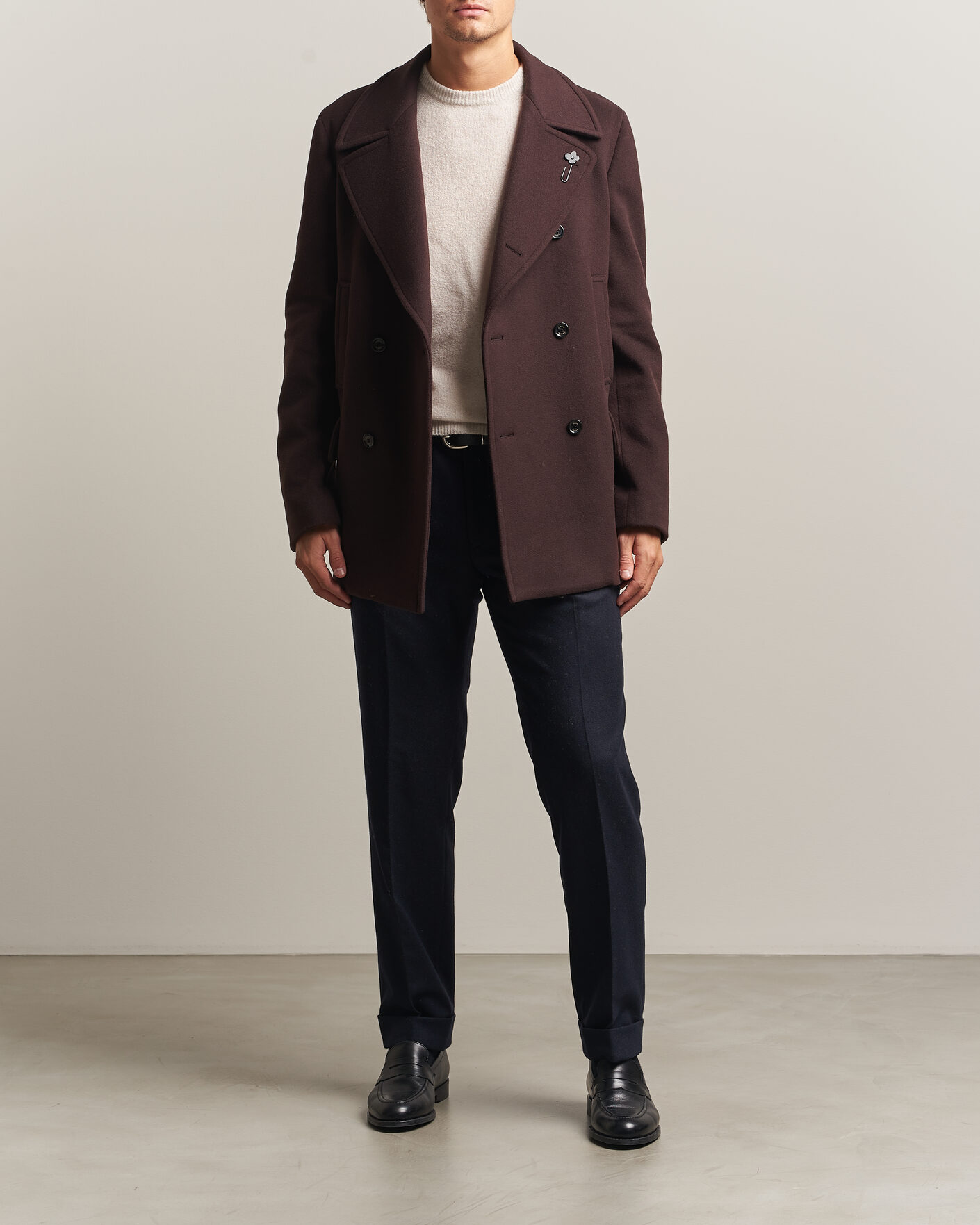 Hombres | Abrigos y chaquetas | Lardini | Wool Peacoat Brown