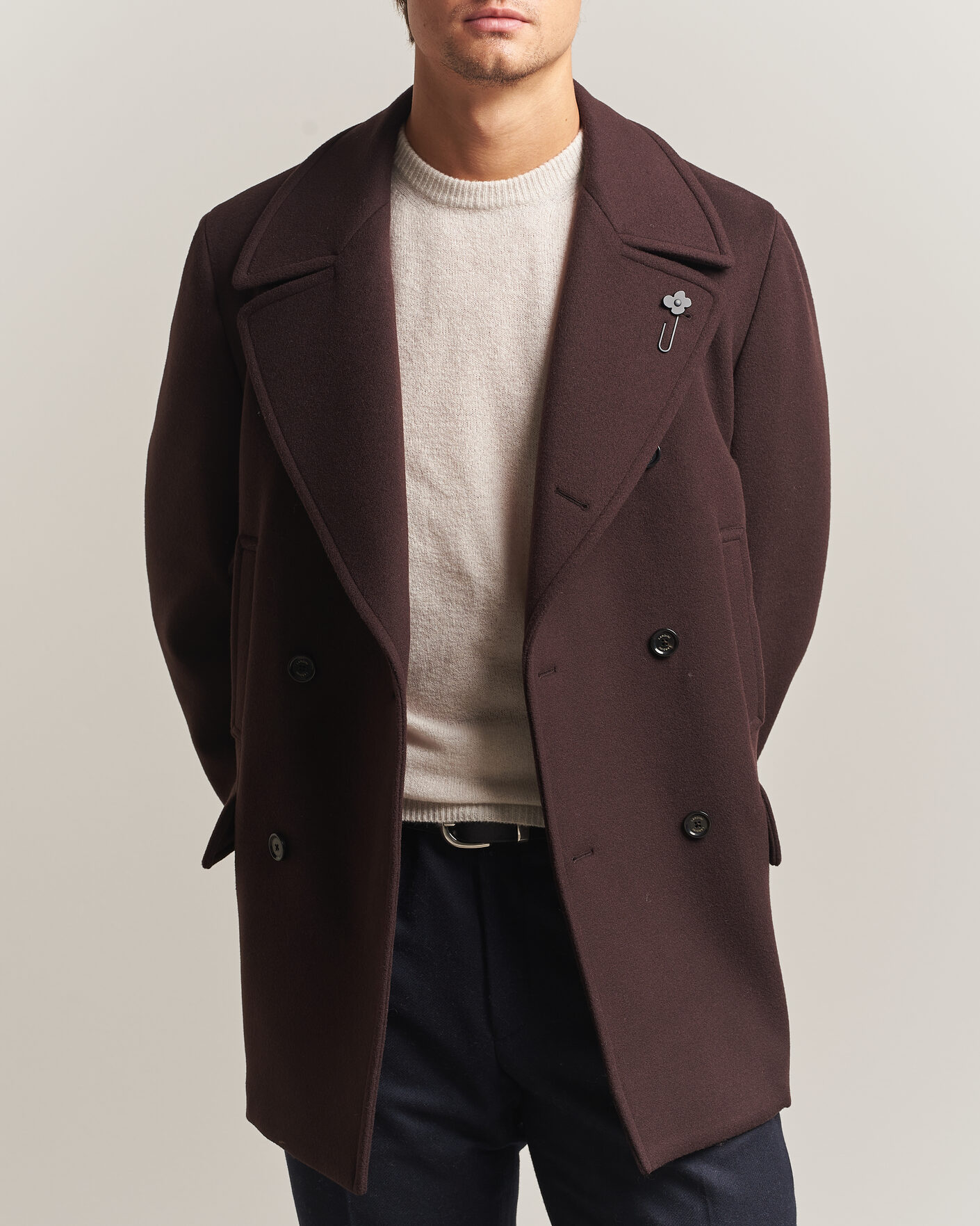Hombres | Abrigos y chaquetas | Lardini | Wool Peacoat Brown