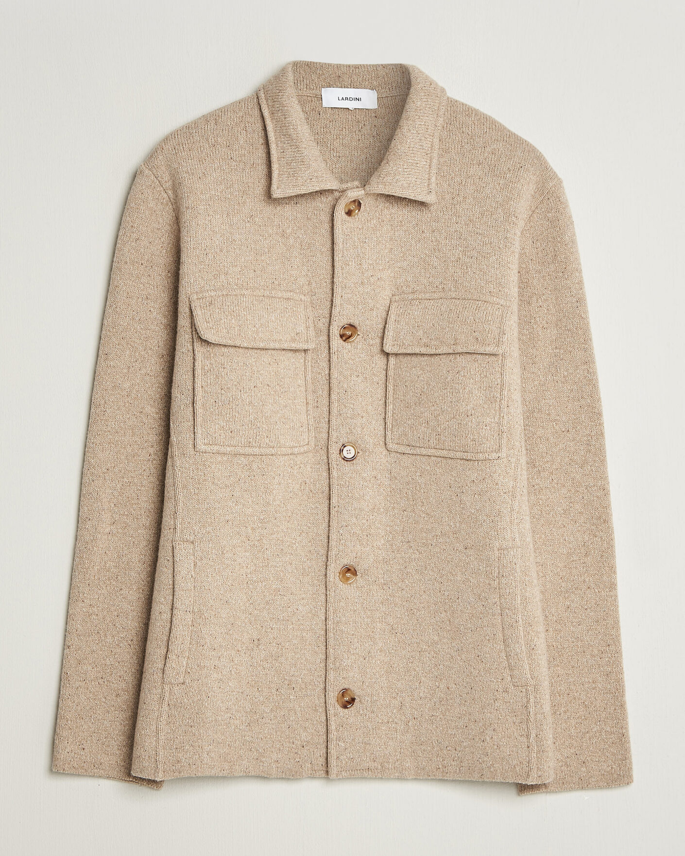 Hombres | Jerséis y prendas de punto | Lardini | Knitted Shirt Jacket Beige