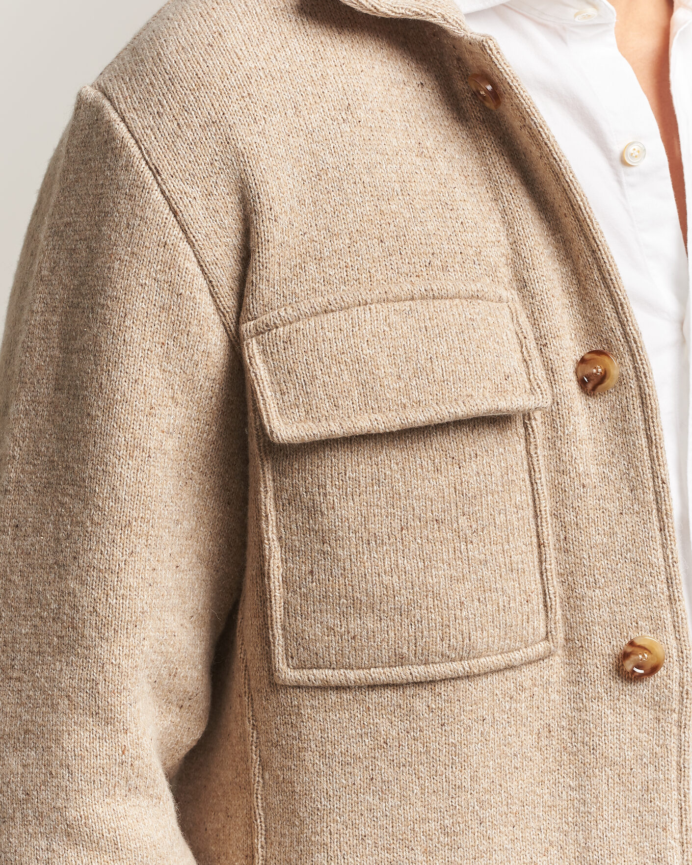Hombres | Jerséis y prendas de punto | Lardini | Knitted Shirt Jacket Beige