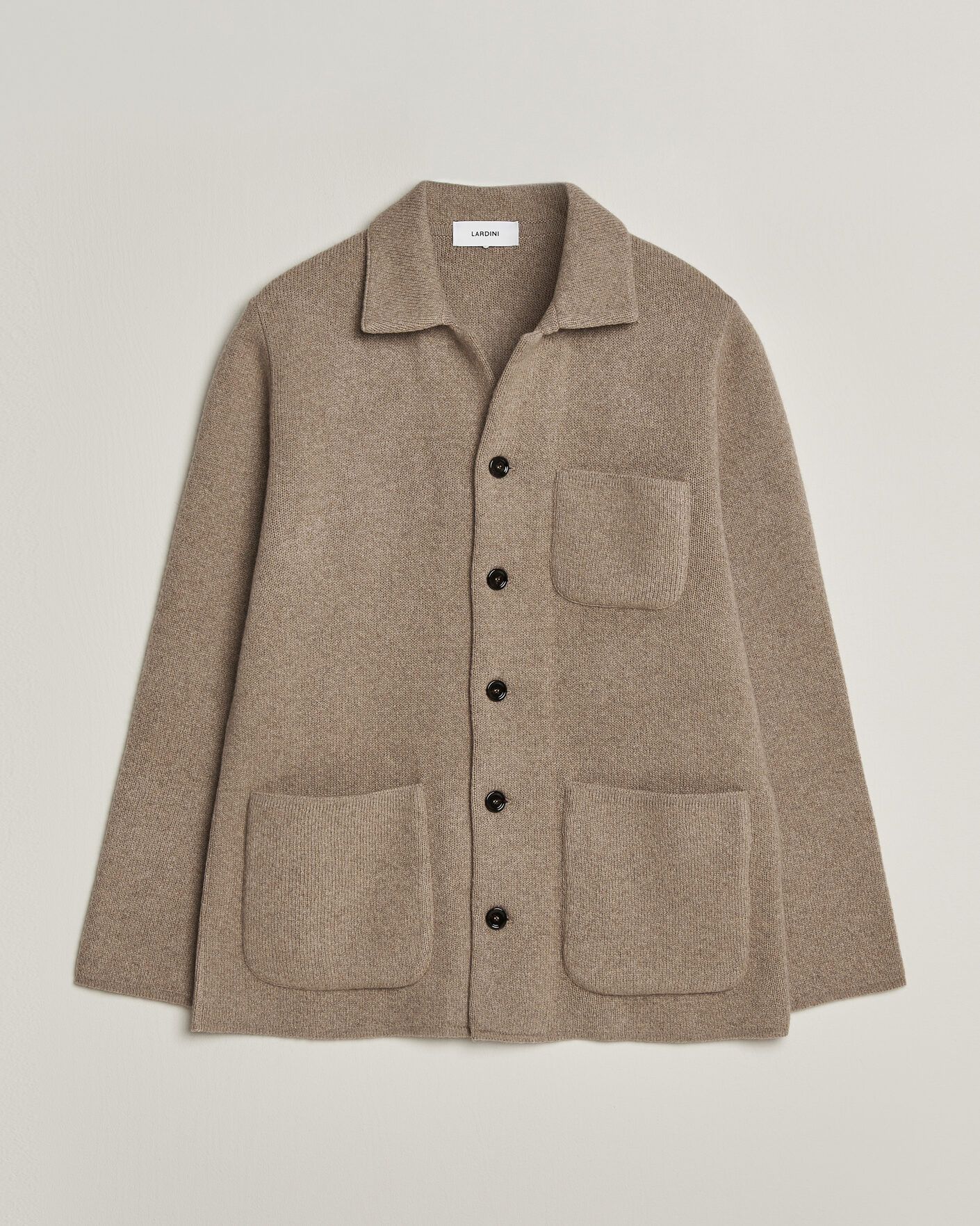Hombres | Jerséis y prendas de punto | Lardini | Knitted Cashmere Overshirt Light Brown