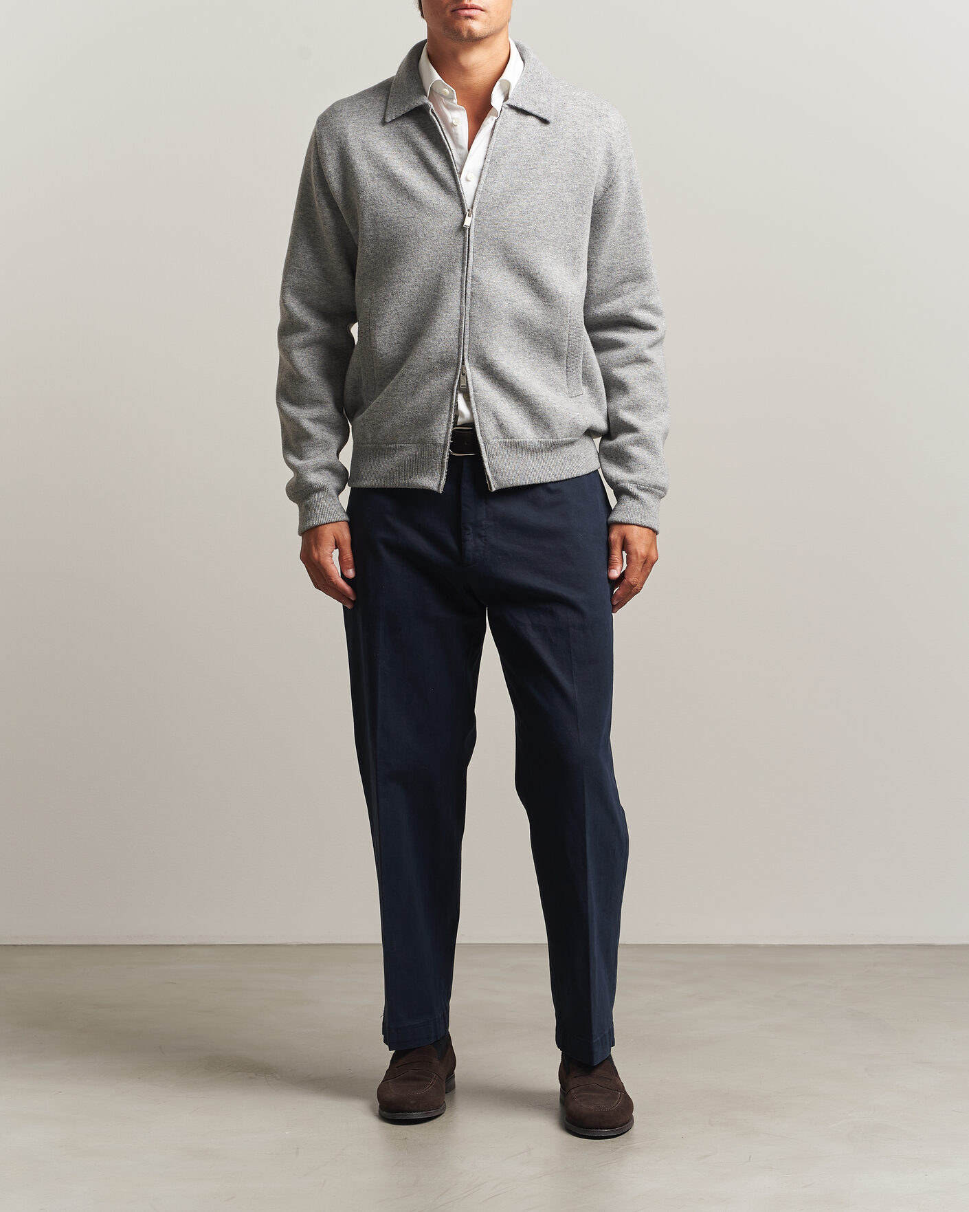 Hombres | Abrigos y chaquetas | Lardini | Knitted Wool Bomber Jacket Grey