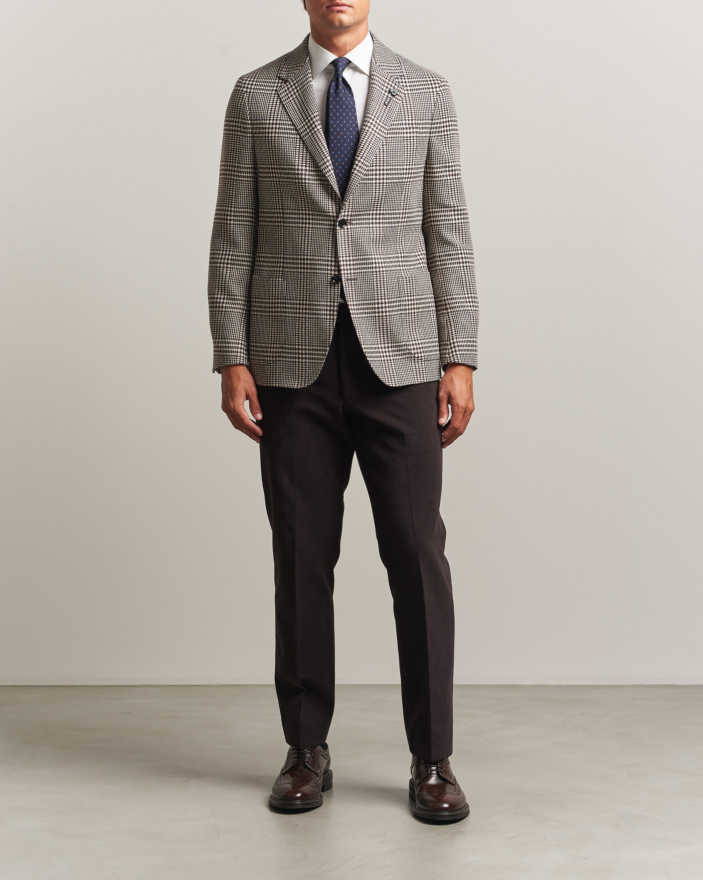 Hombres | Blazers | Lardini | Wool/Cashmere Checked Blazer Brown