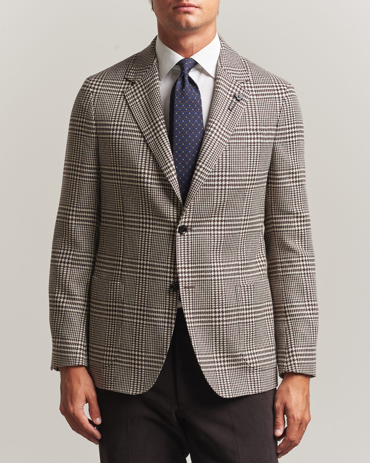 Hombres | Blazers | Lardini | Wool/Cashmere Checked Blazer Brown