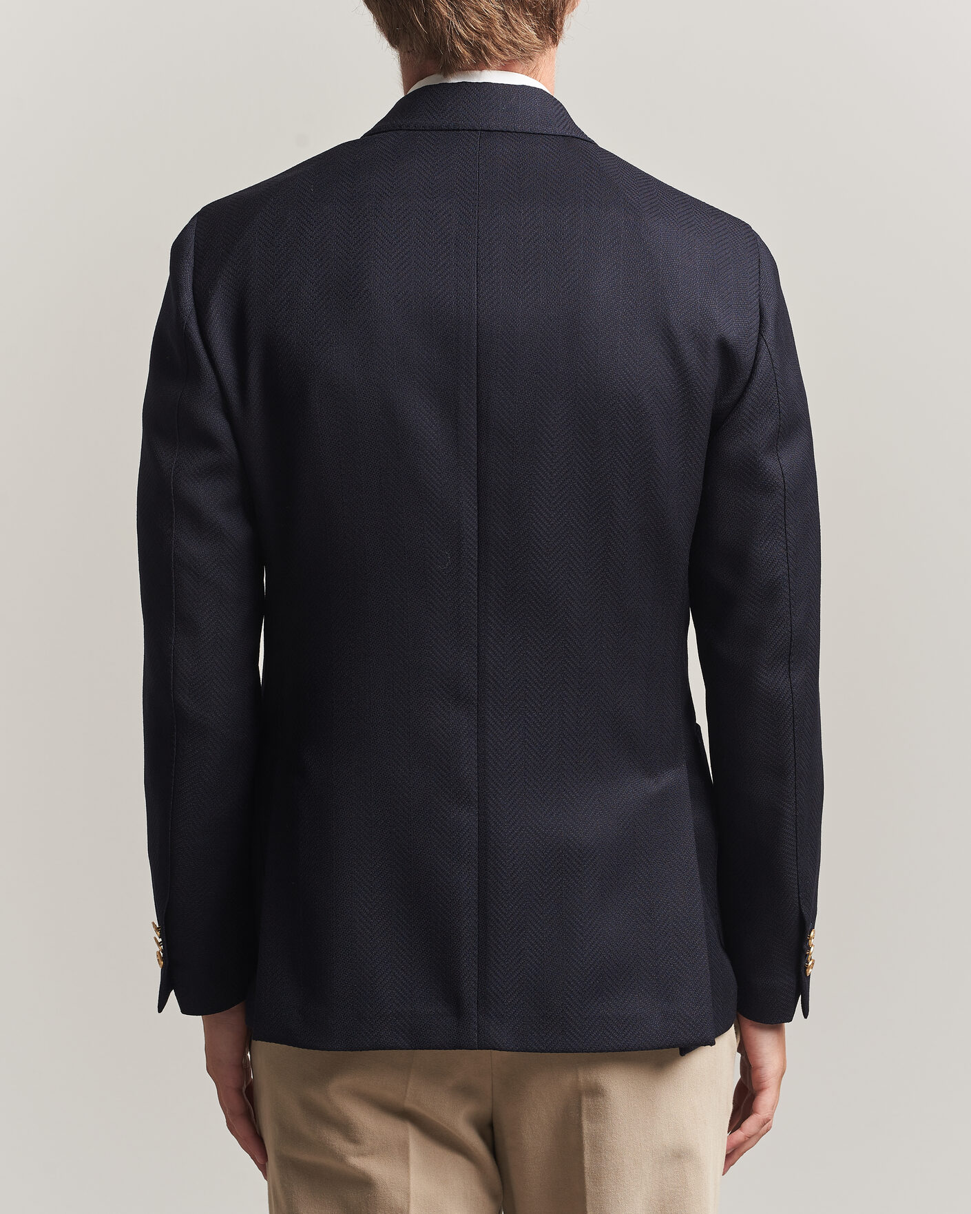 Hombres | Blazers | Lardini | Double Breasted Herringbone Wool Blazer Navy