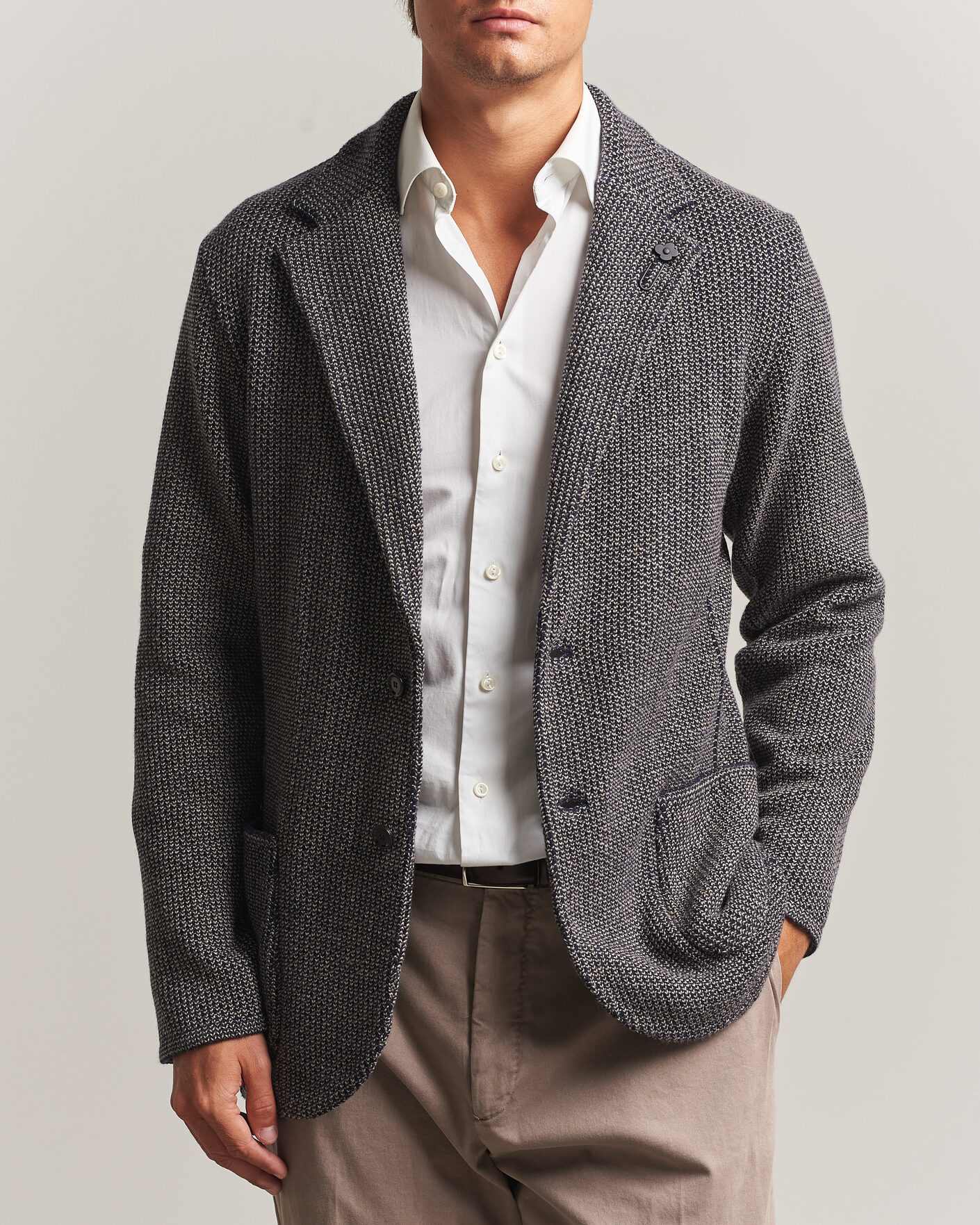 Hombres | Blazers | Lardini | Structured Cashmere Blazer Navy