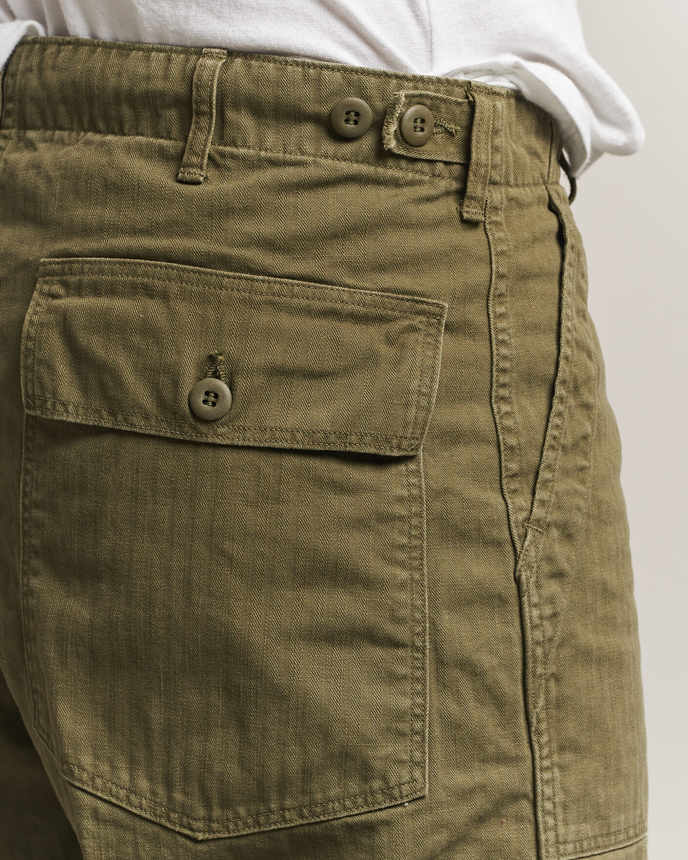 Hombres | Pantalones | orSlow | Vintage Fit Herringbone Fatigue Pants Army Green