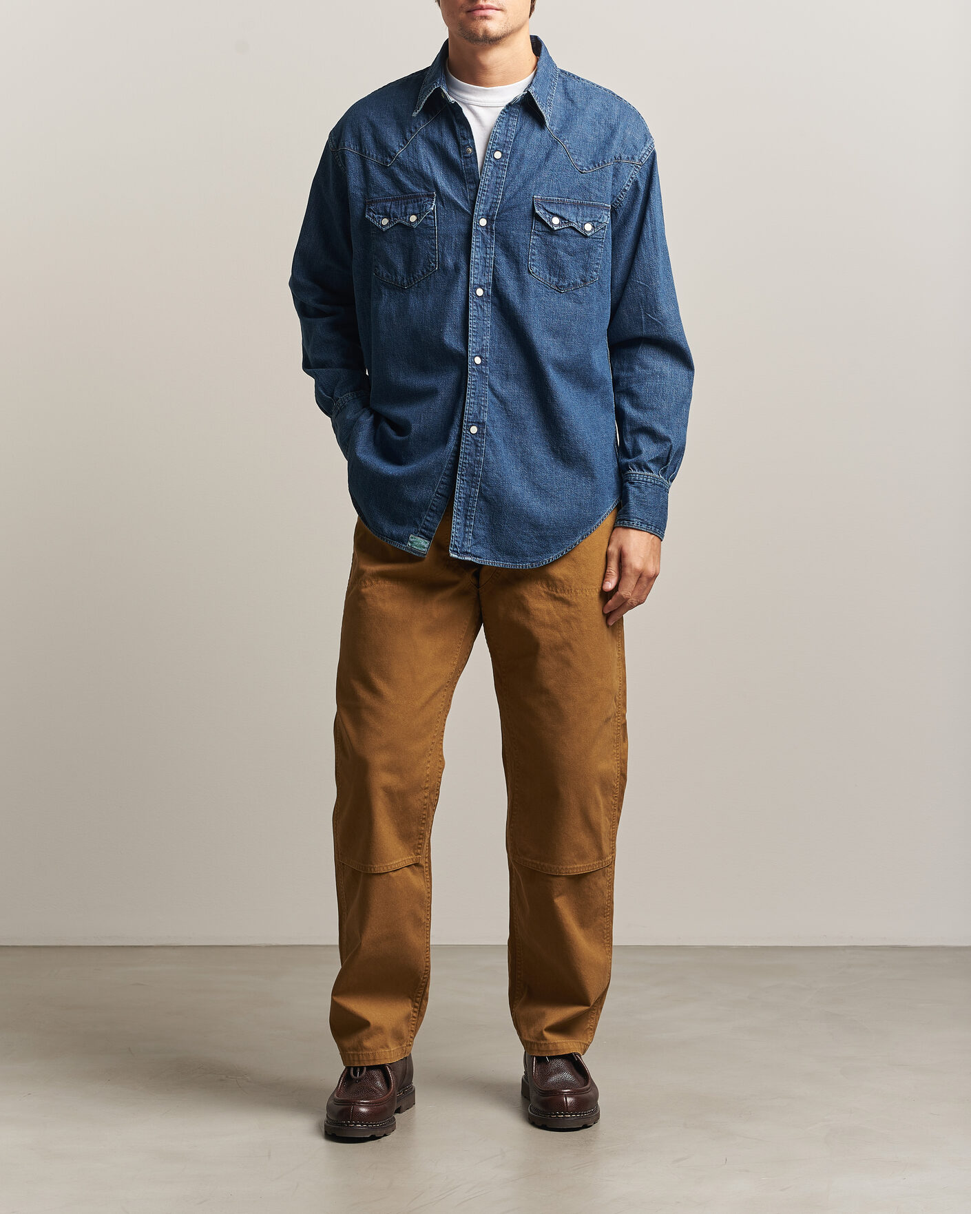 Hombres | Pantalones | orSlow | Double Knee Work Trousers Brown