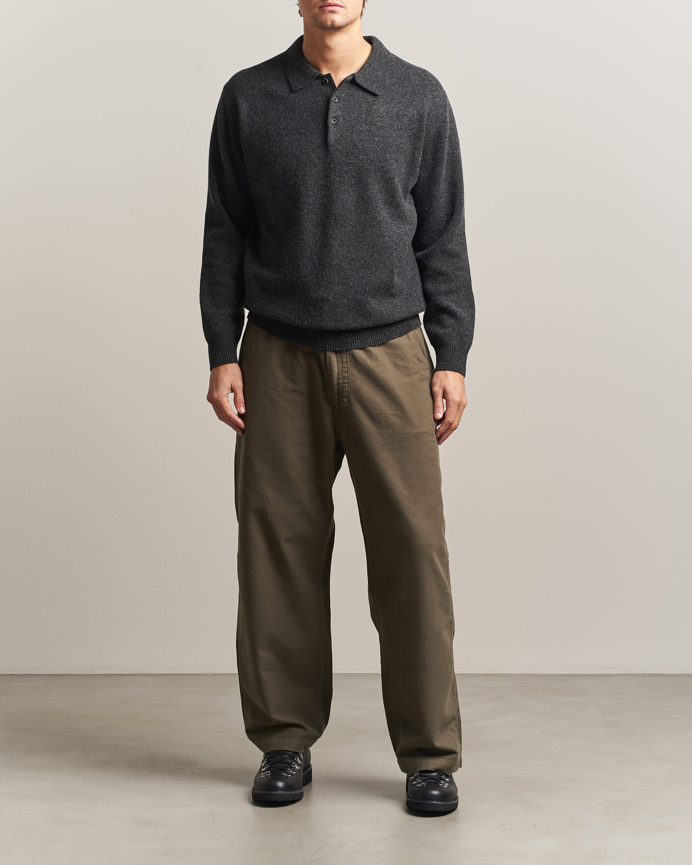 Hombres | Pantalones | orSlow | Wide Fit New Yorker Brushed Trousers Moss Gray