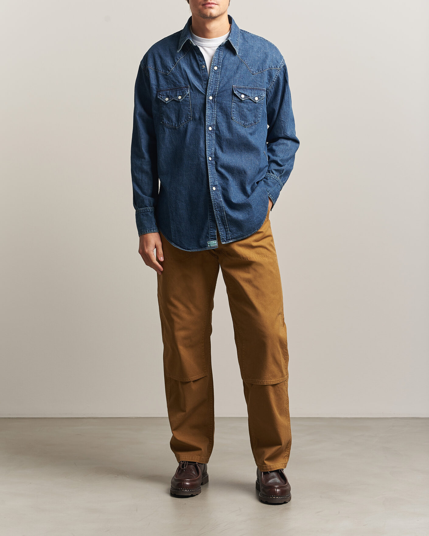 Hombres | Camisas | orSlow | Denim Western Shirt Vintage Indigo