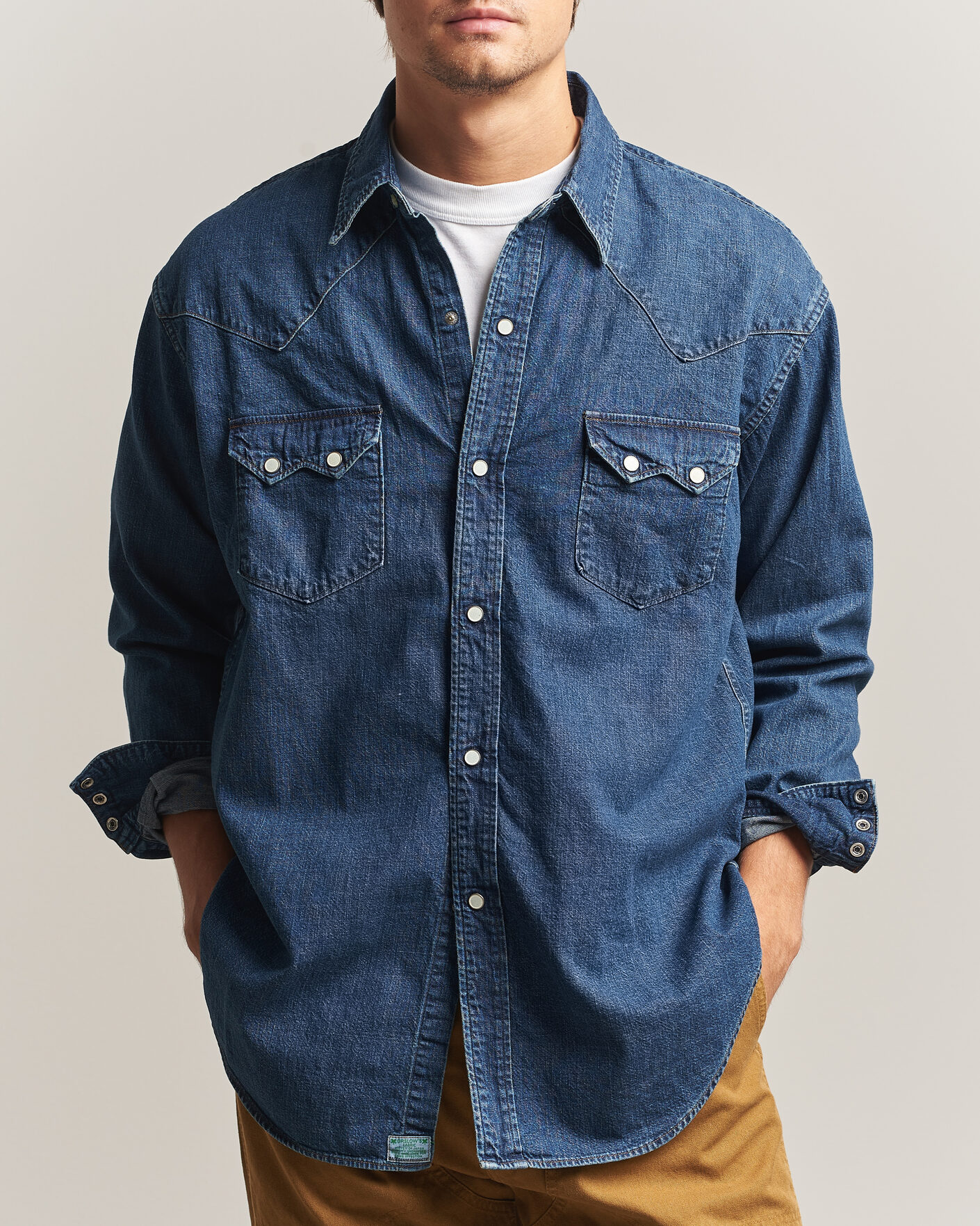 Hombres | Camisas | orSlow | Denim Western Shirt Vintage Indigo