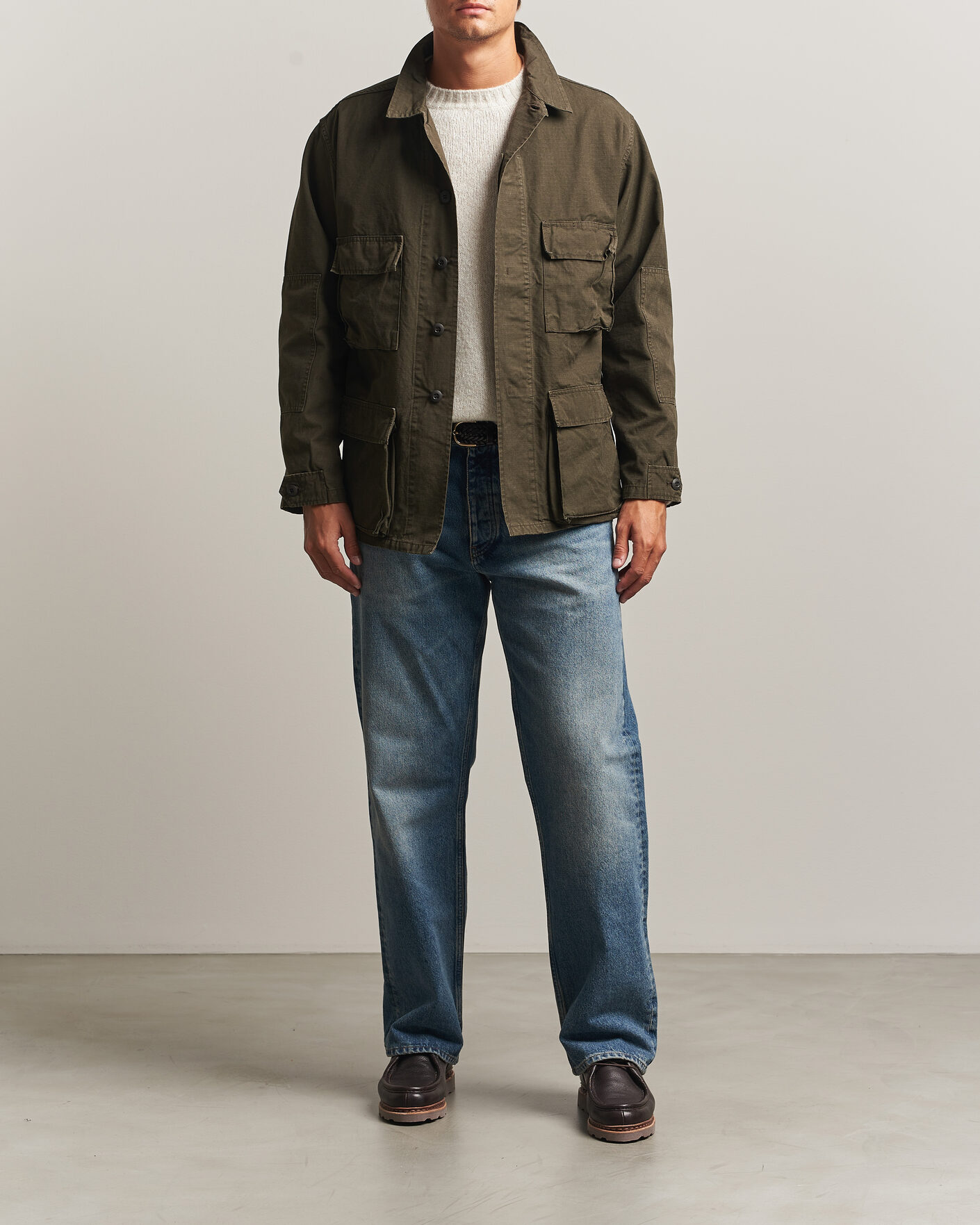 Hombres | Abrigos y chaquetas | orSlow | B.D.U. Stone Washed Jacket Coffee Brown