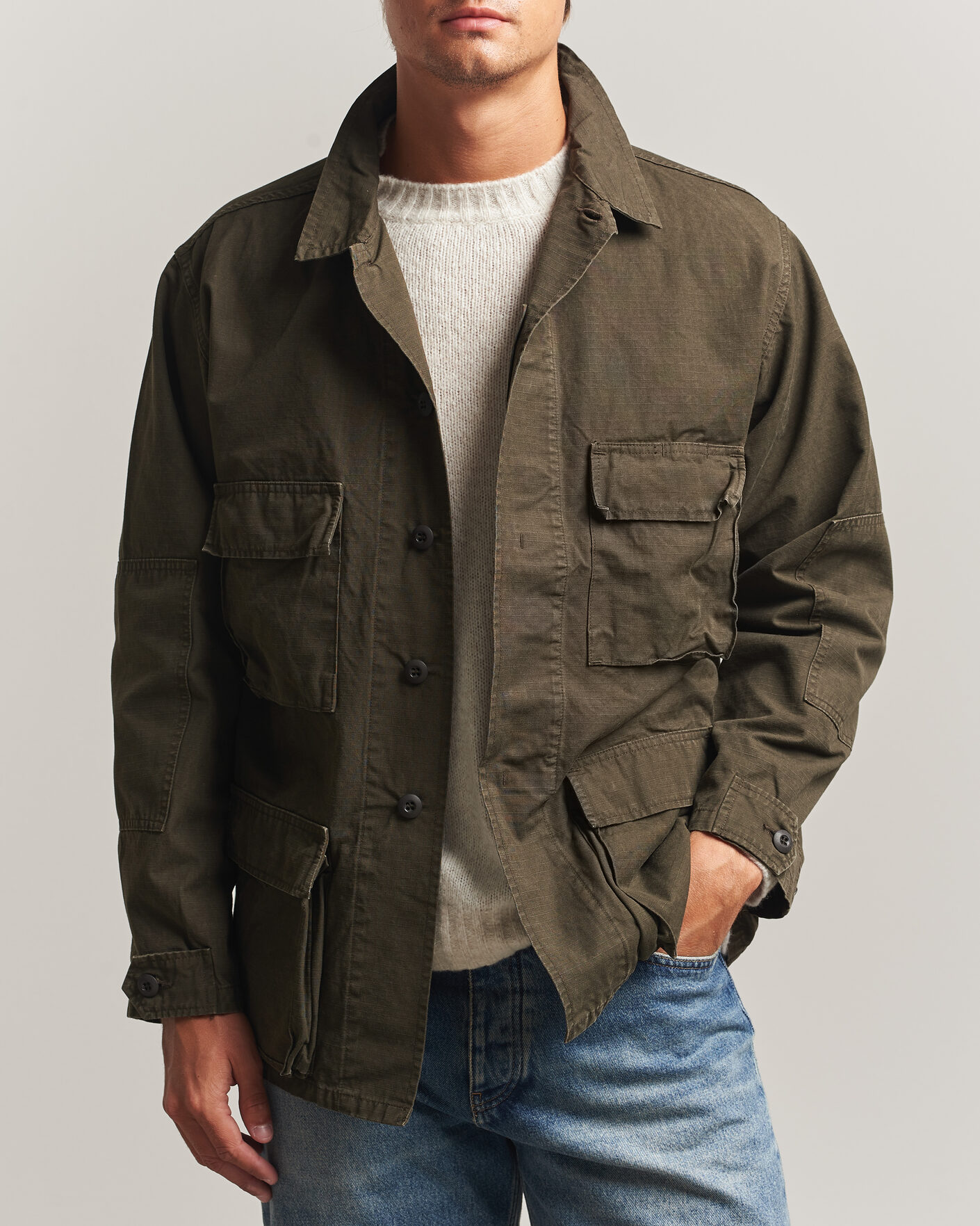 Hombres | Abrigos y chaquetas | orSlow | B.D.U. Stone Washed Jacket Coffee Brown