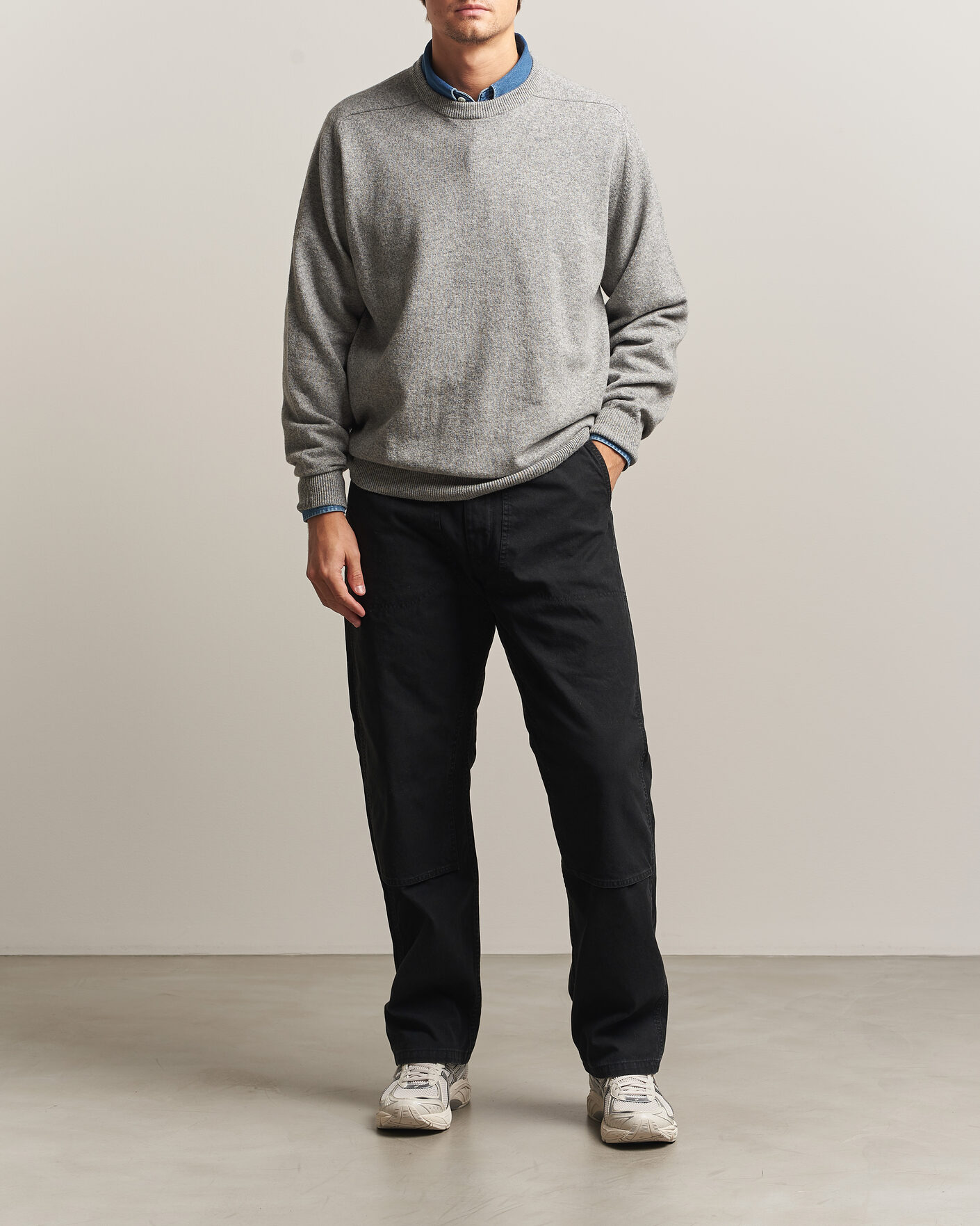 Hombres | Jerséis y prendas de punto | orSlow | Simple Crew Neck Sweater Light Grey