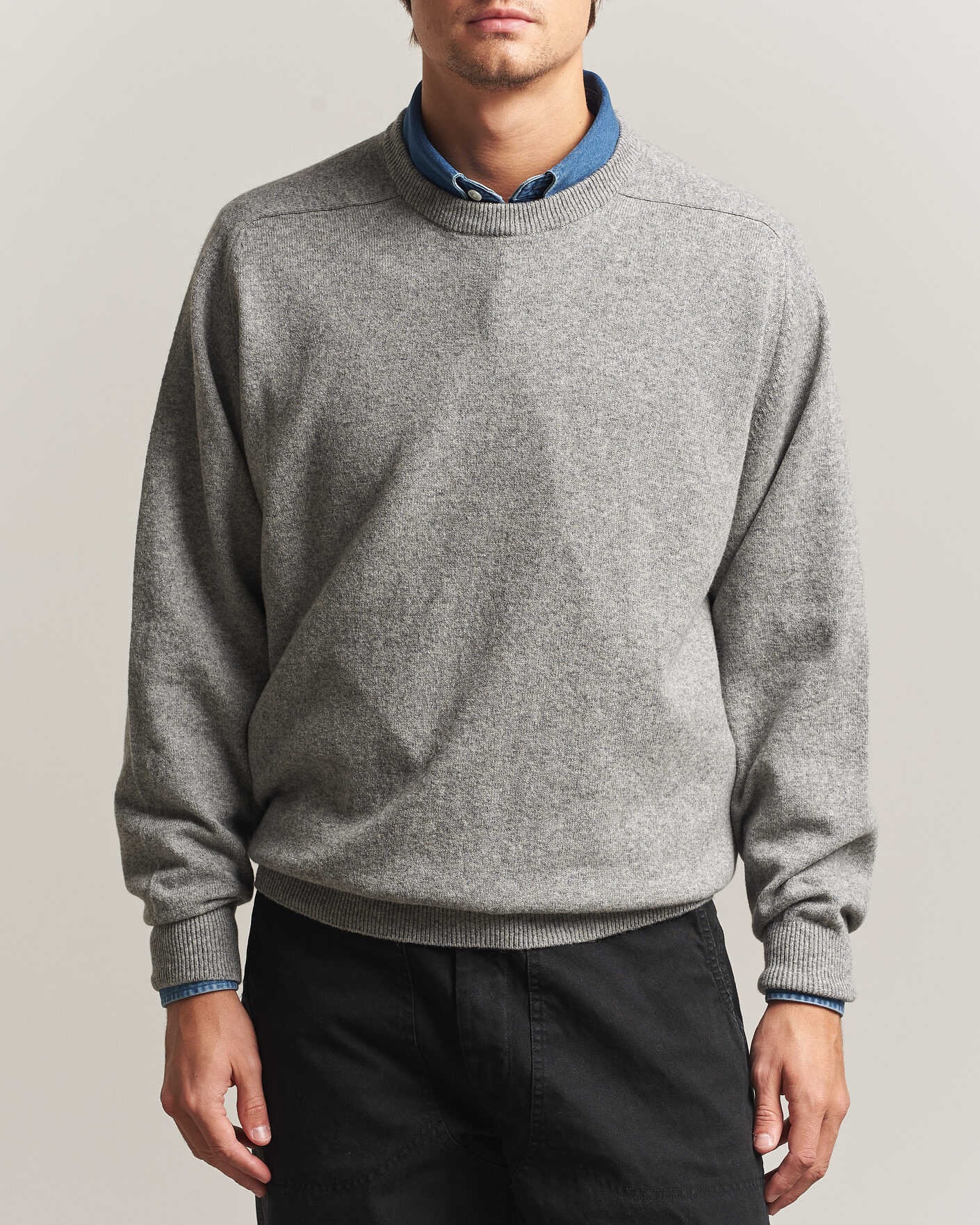 Hombres | Jerséis y prendas de punto | orSlow | Simple Crew Neck Sweater Light Grey