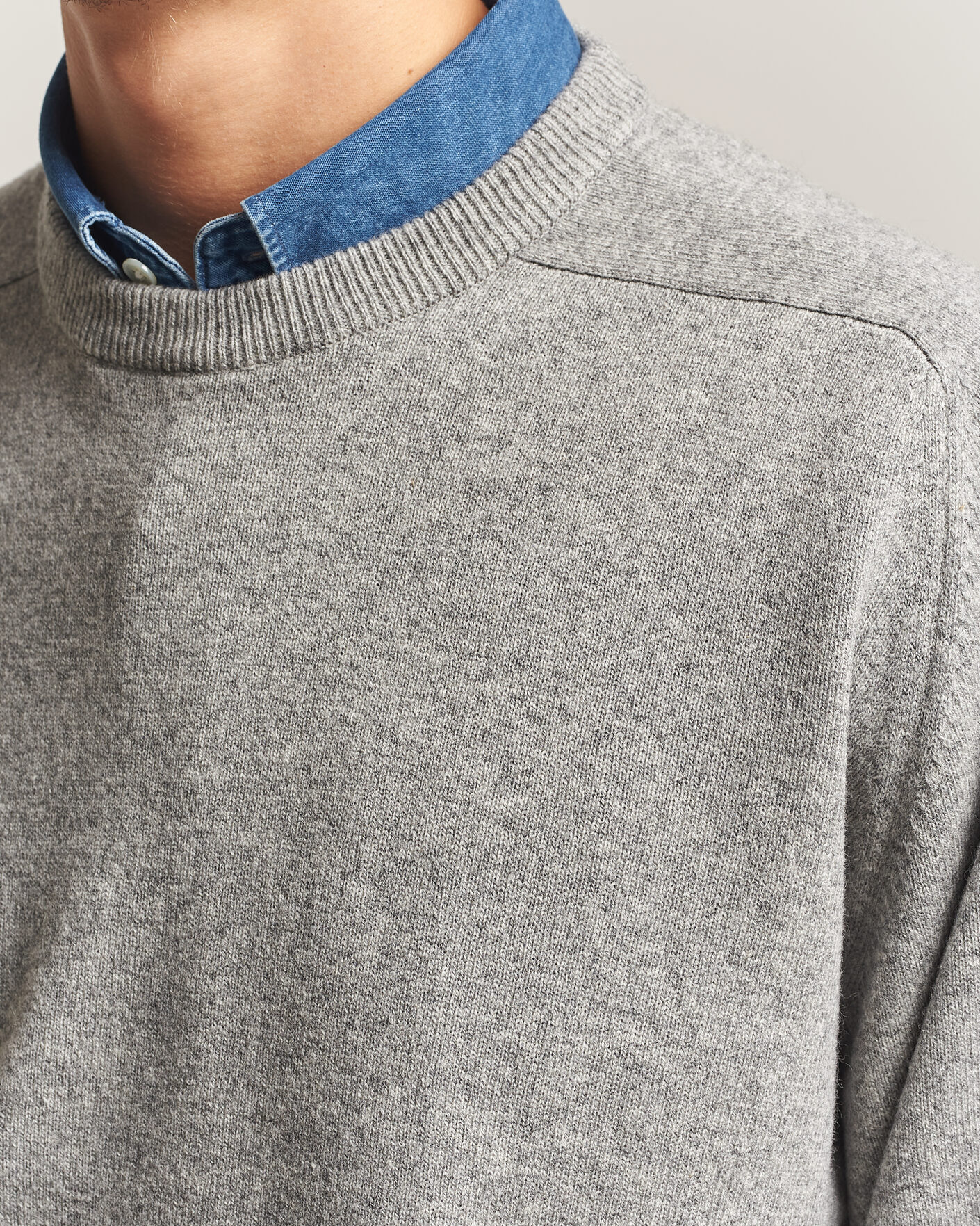 Hombres | Jerséis y prendas de punto | orSlow | Simple Crew Neck Sweater Light Grey