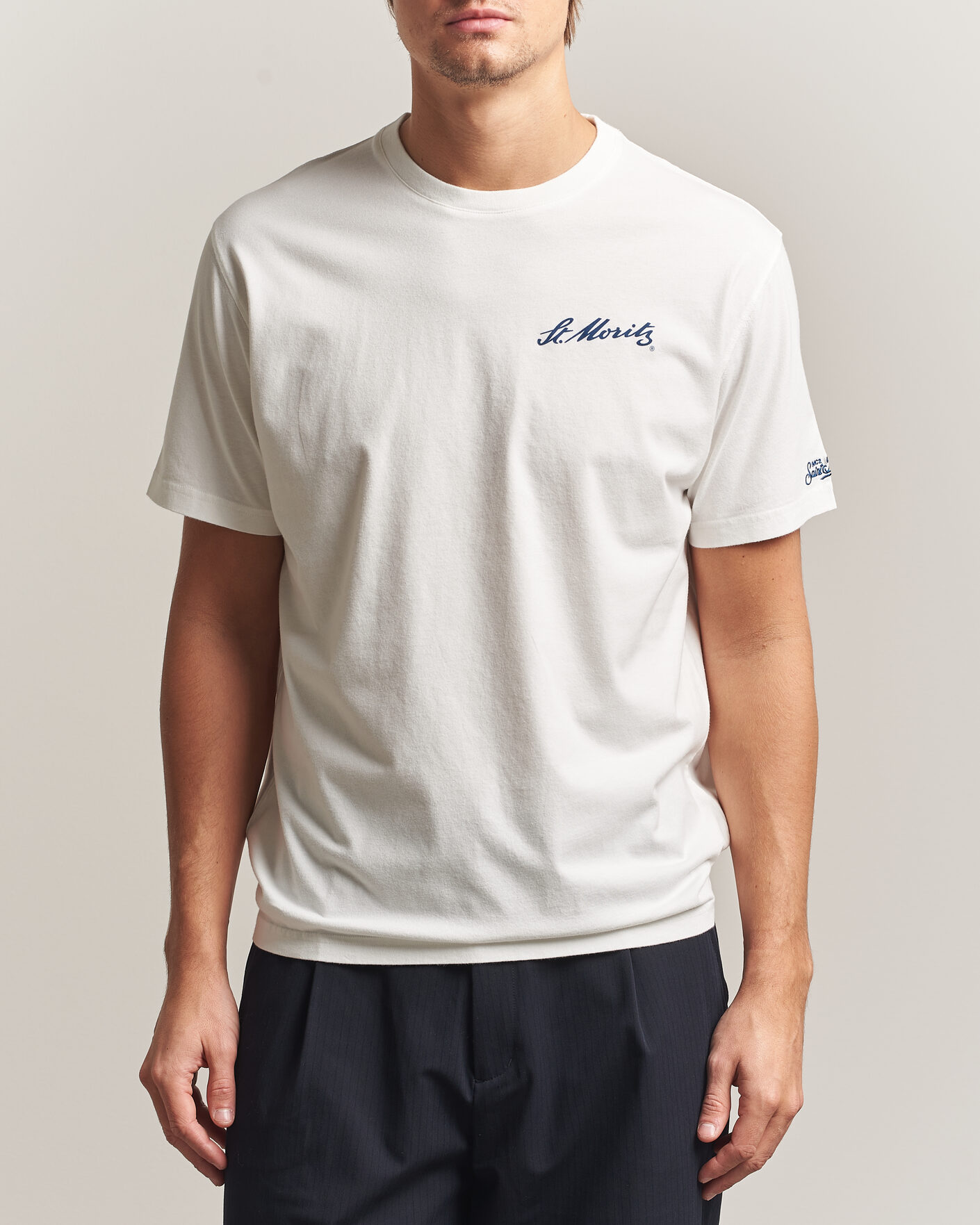 Hombres | Camisetas | MC2 Saint Barth | Back Printed Cotton T-Shirt St Moritz Racing
