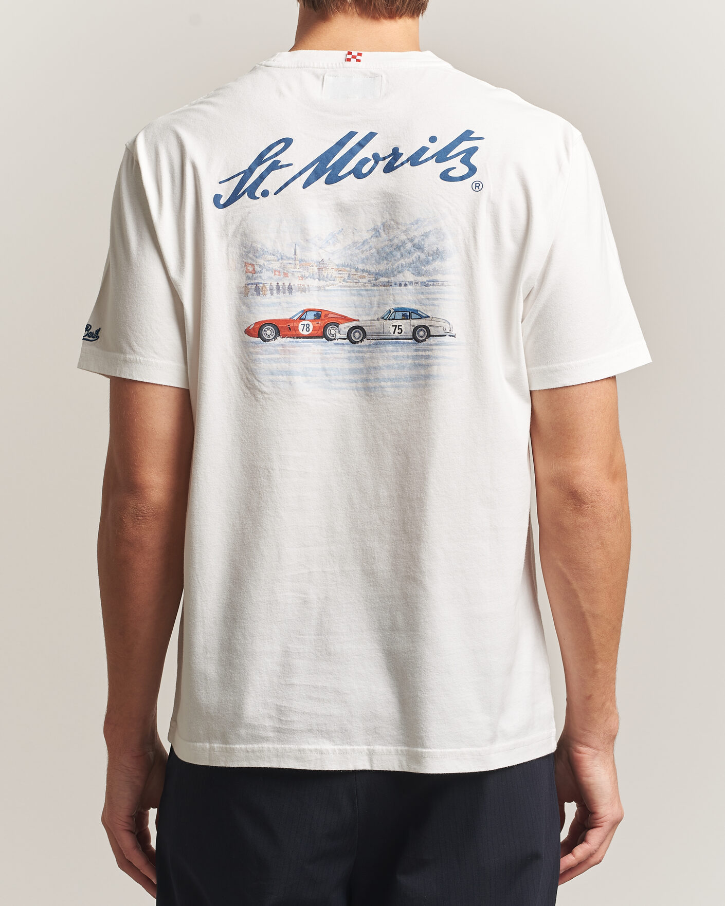 Hombres | Camisetas | MC2 Saint Barth | Back Printed Cotton T-Shirt St Moritz Racing