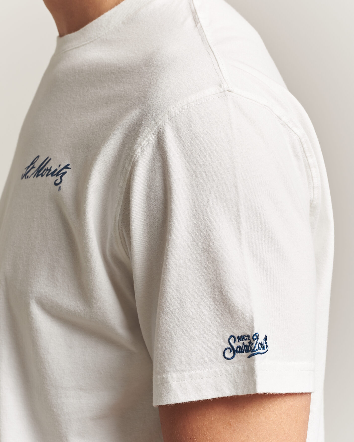 Hombres | Camisetas | MC2 Saint Barth | Back Printed Cotton T-Shirt St Moritz Racing