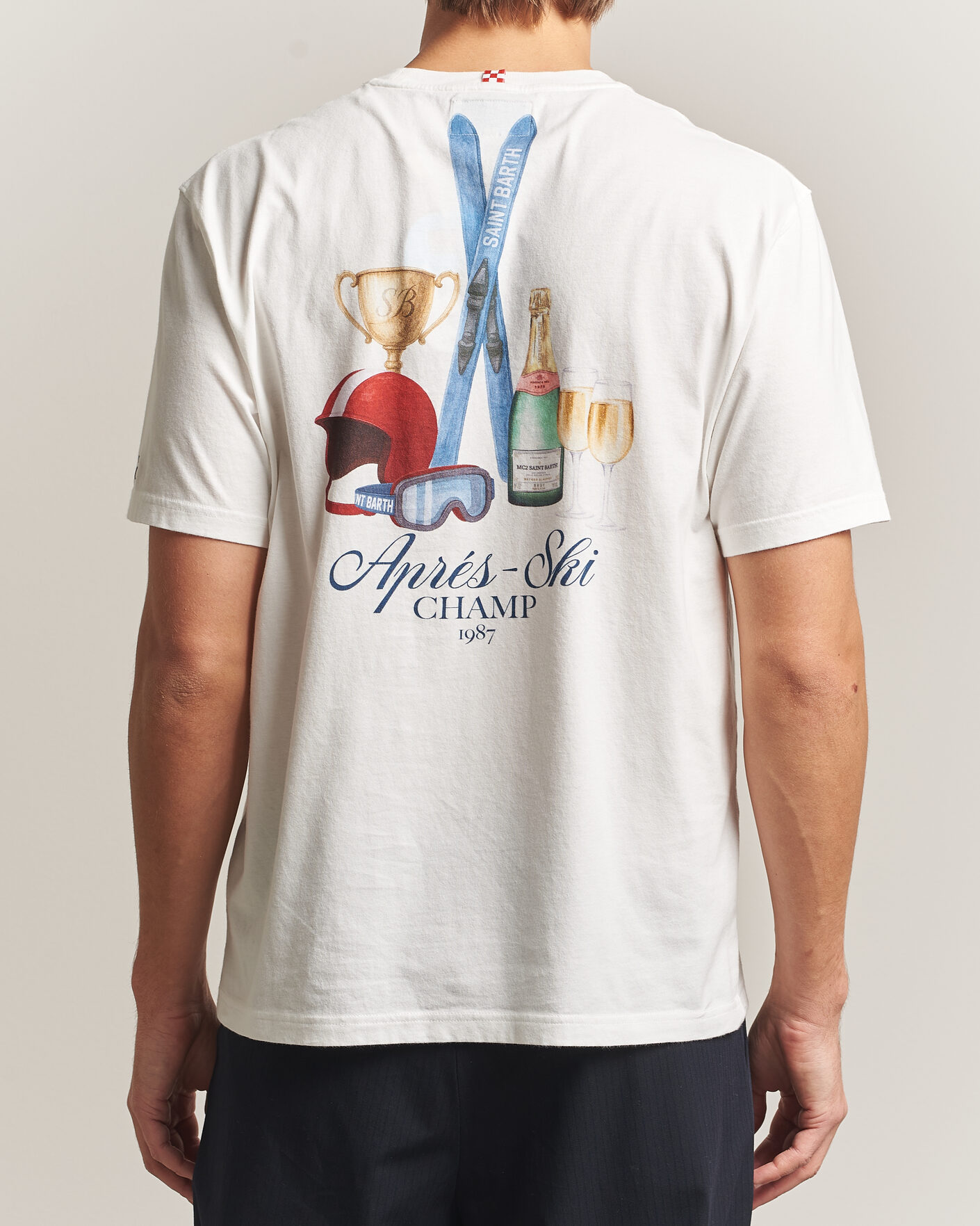 Hombres | Camisetas | MC2 Saint Barth | Back Printed Cotton T-Shirt Ski Post Race
