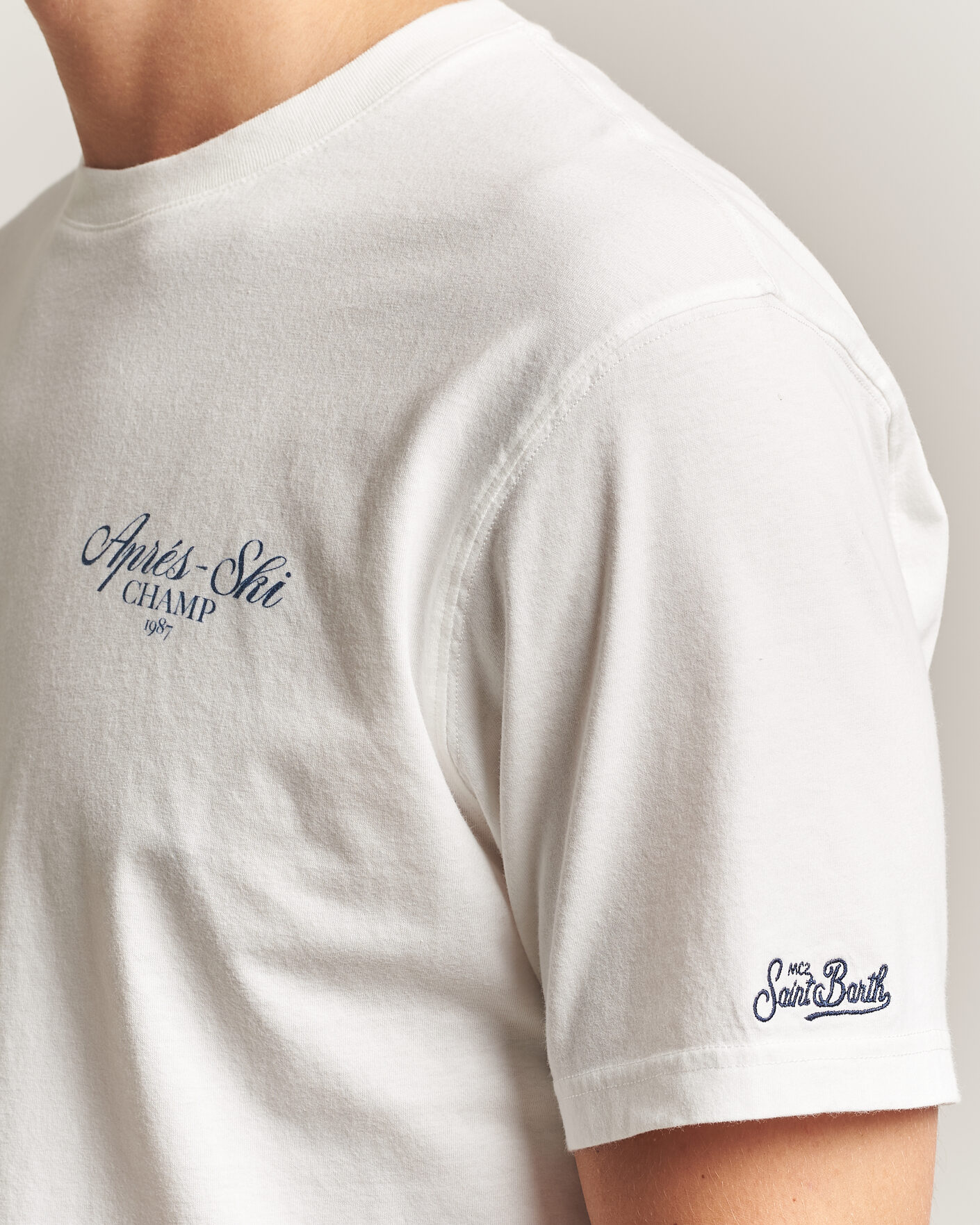 Hombres | Camisetas | MC2 Saint Barth | Back Printed Cotton T-Shirt Ski Post Race