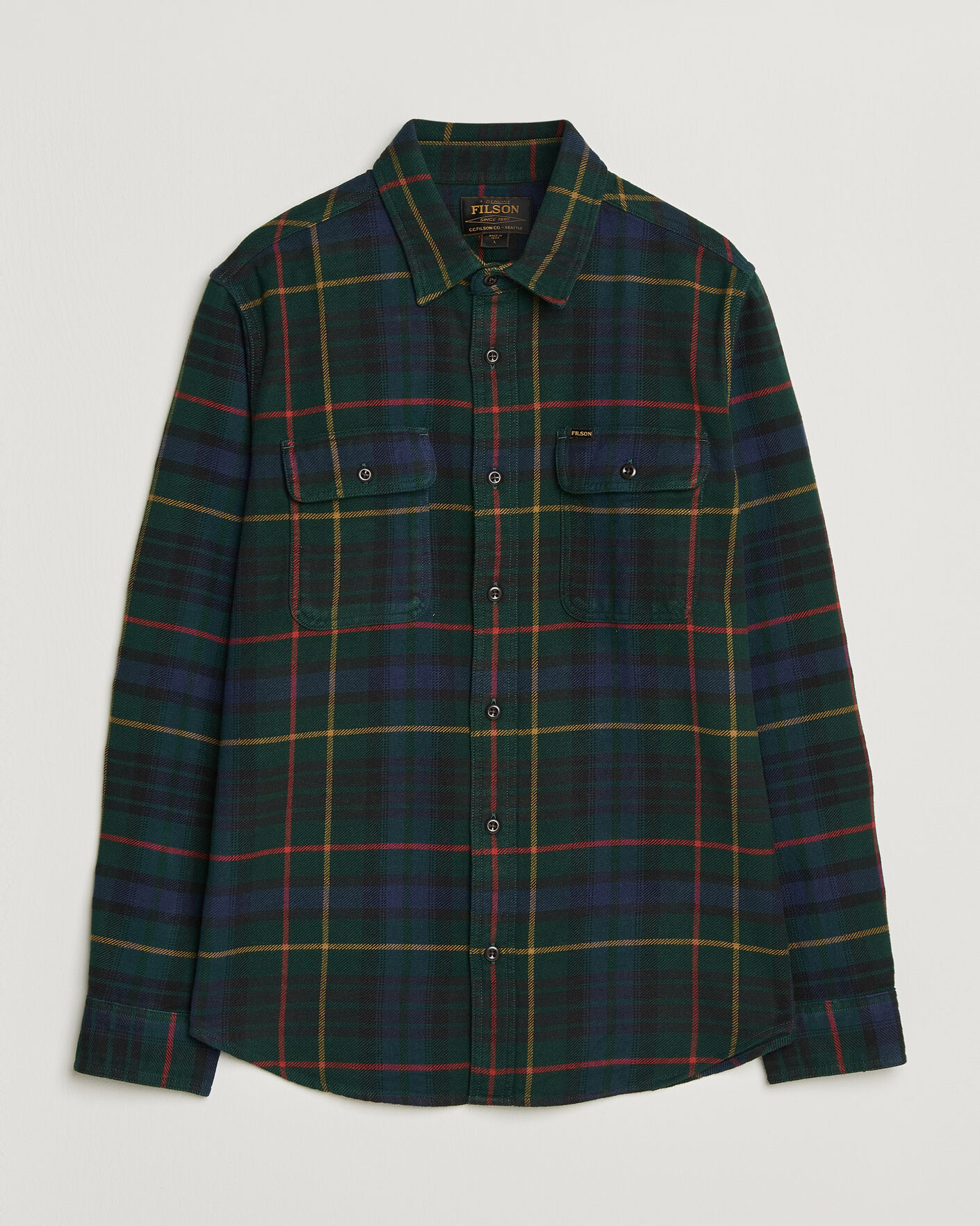 Hombres | Camisas | Filson | Vintage Flannel Work Shirt Green/Navy