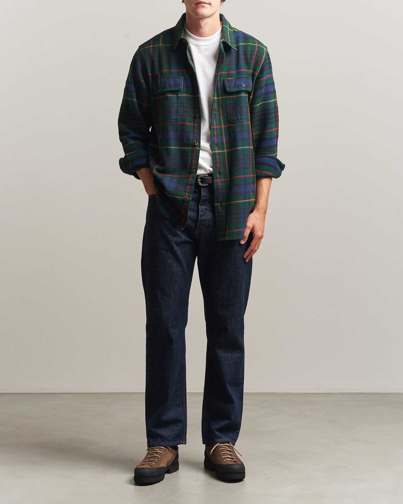 Hombres | Camisas | Filson | Vintage Flannel Work Shirt Green/Navy
