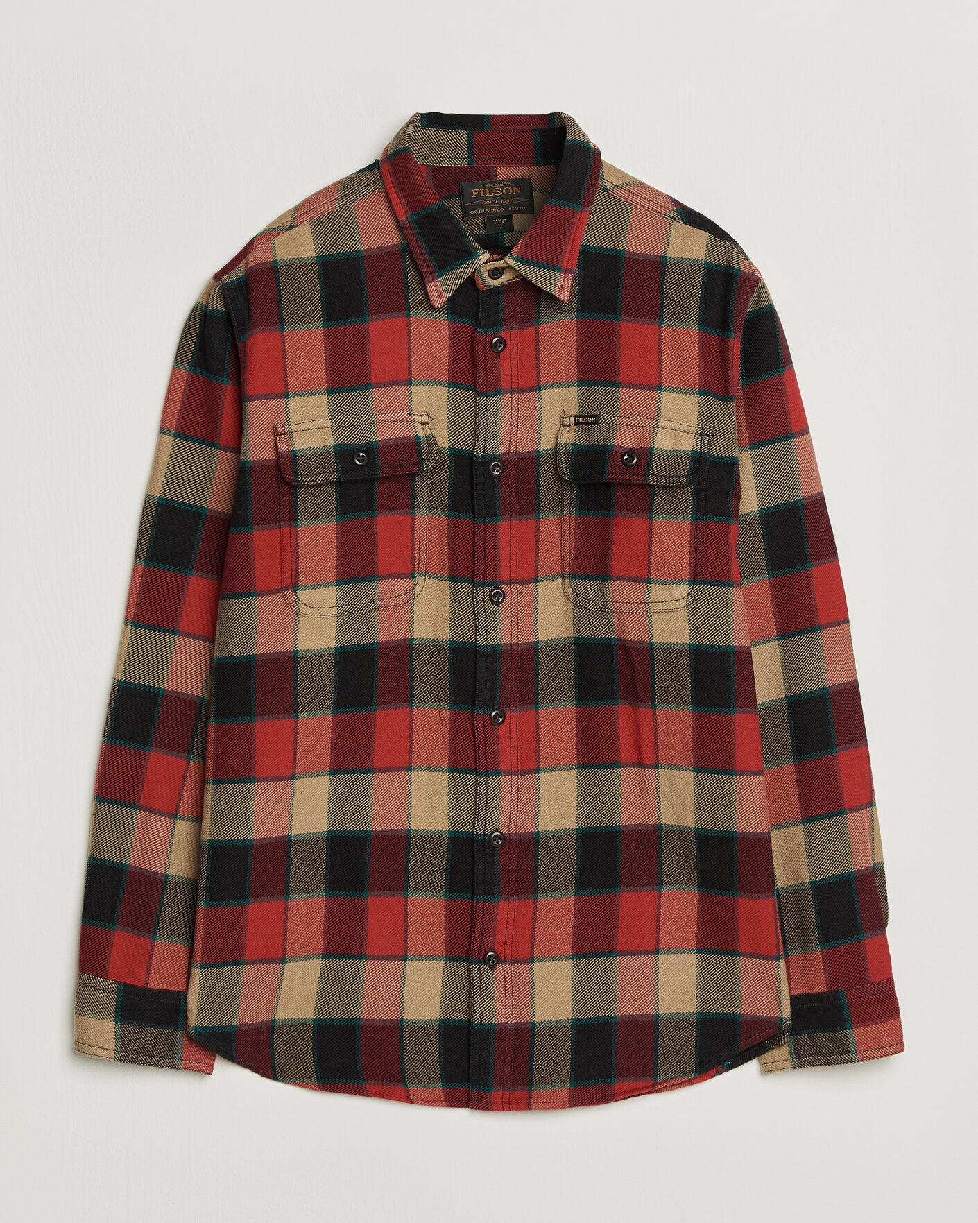 Hombres | Camisas | Filson | Vintage Flannel Work Shirt Red/Cream