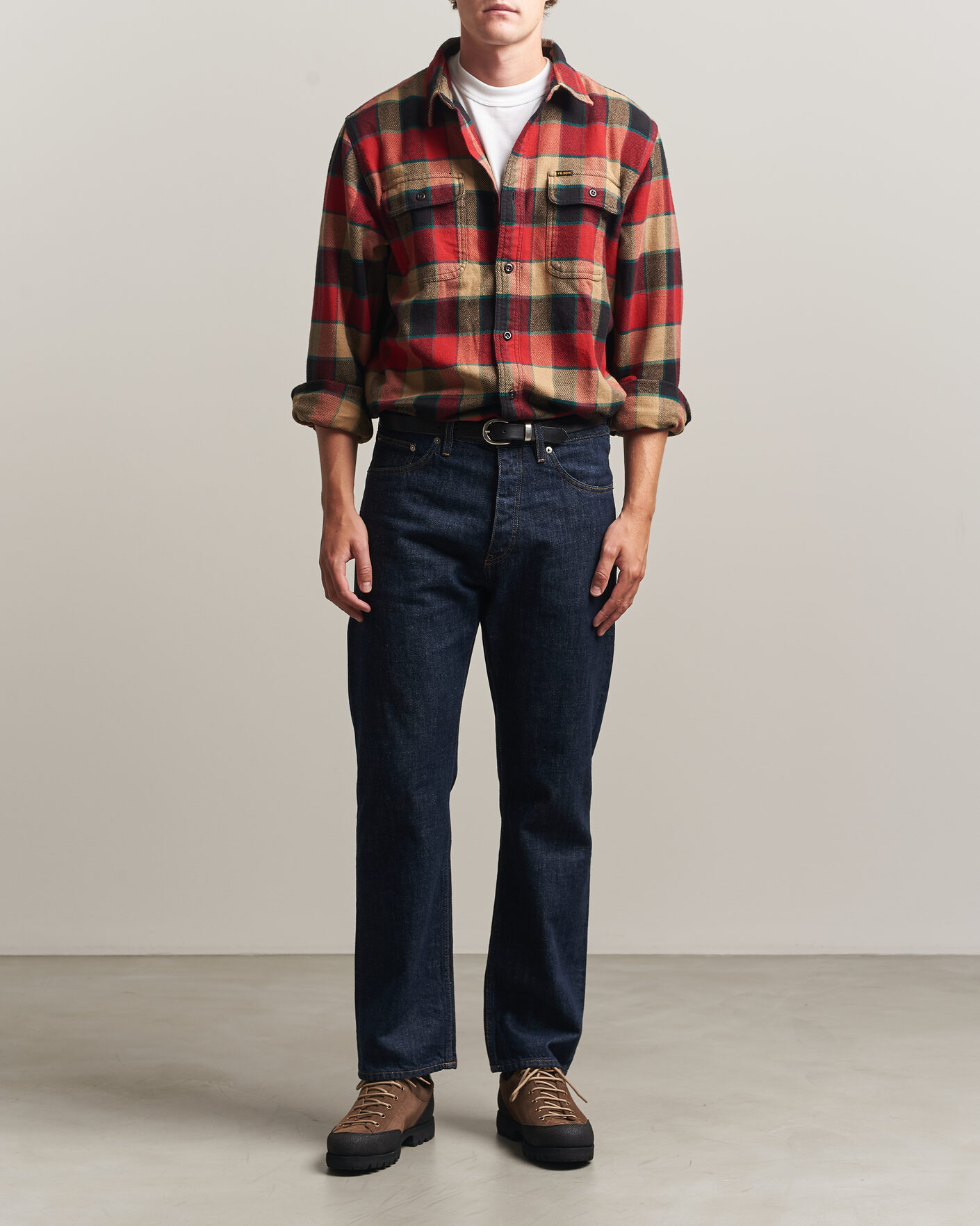 Hombres | Camisas | Filson | Vintage Flannel Work Shirt Red/Cream