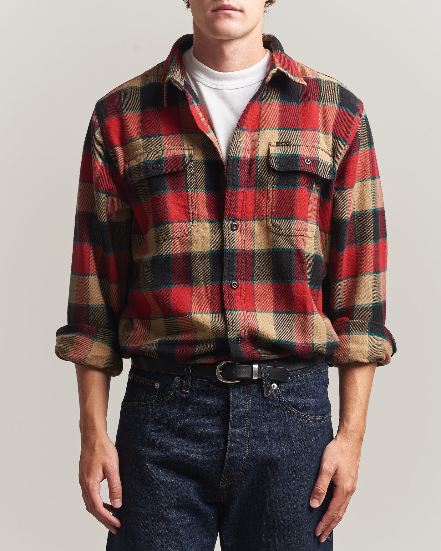 Hombres | Camisas | Filson | Vintage Flannel Work Shirt Red/Cream