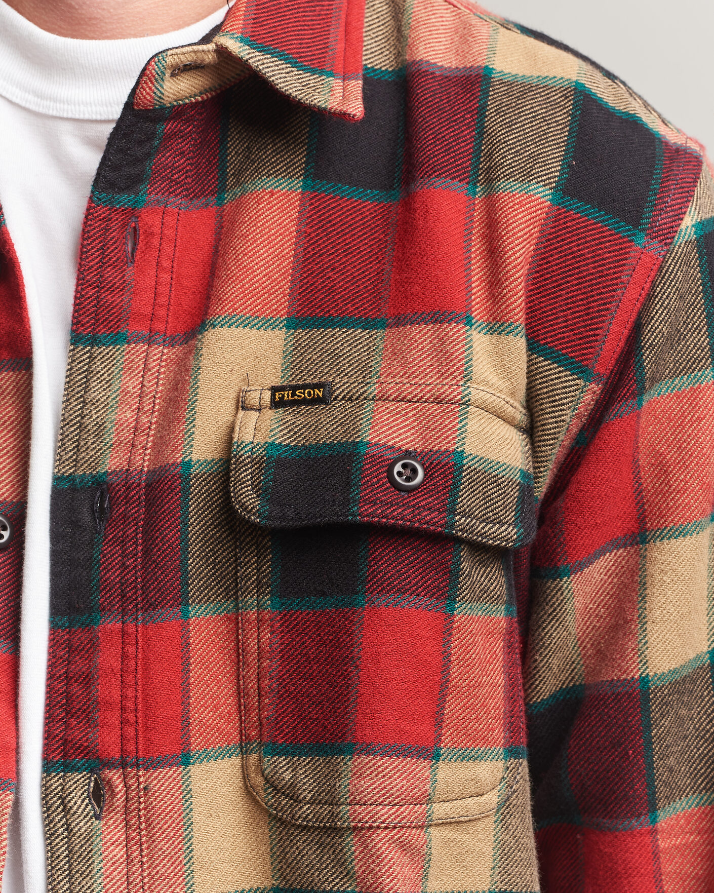 Hombres | Camisas | Filson | Vintage Flannel Work Shirt Red/Cream