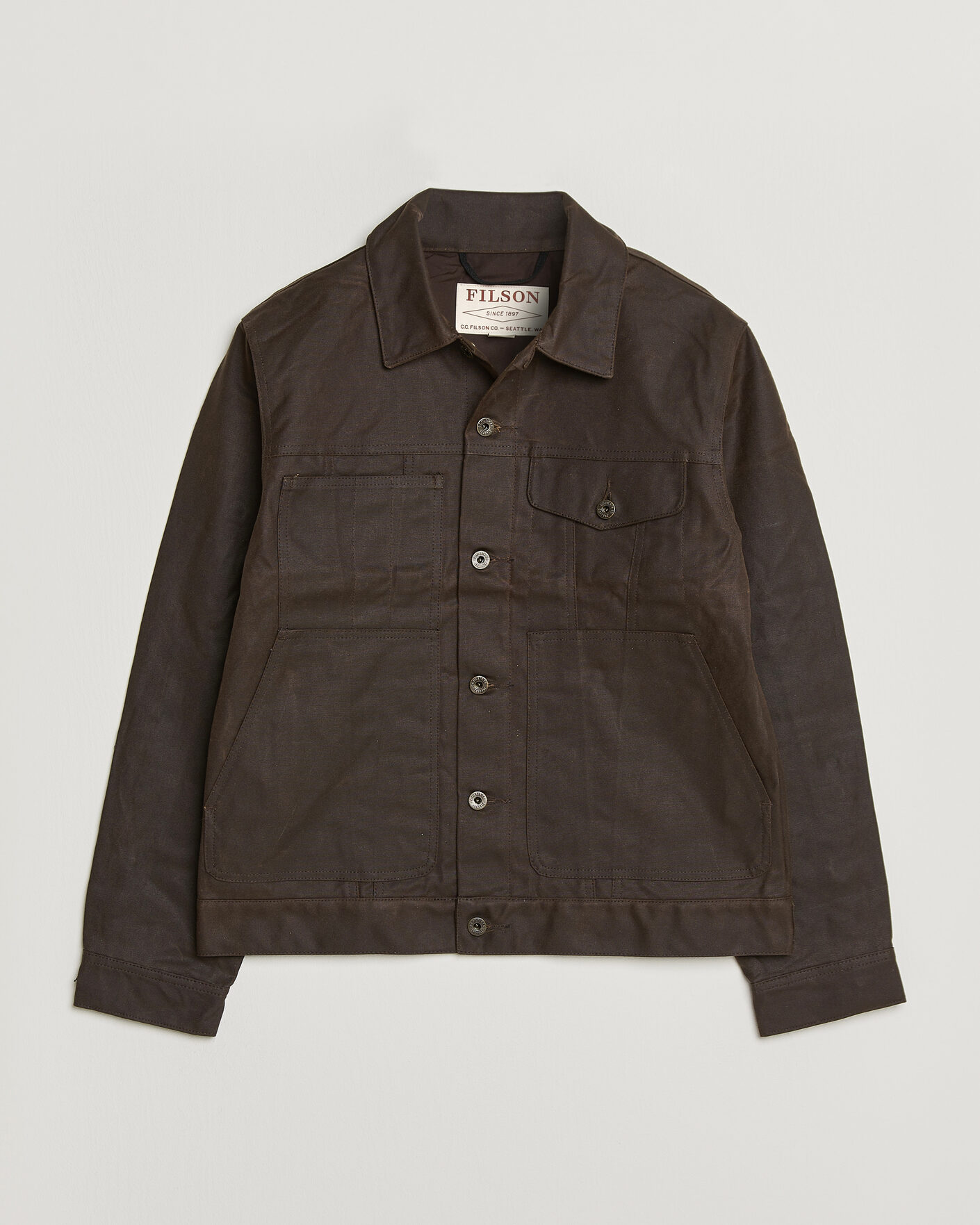 Hombres | Abrigos y chaquetas | Filson | Short Lined Tin Cloth Cruiser Dark Brown