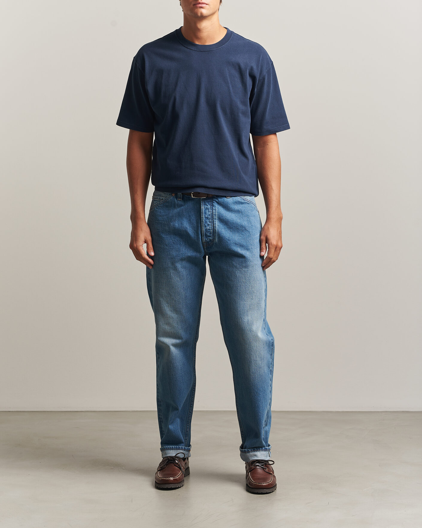 Hombres | Camisetas | Drake's | Short Sleeve Hiking T-Shirt Navy
