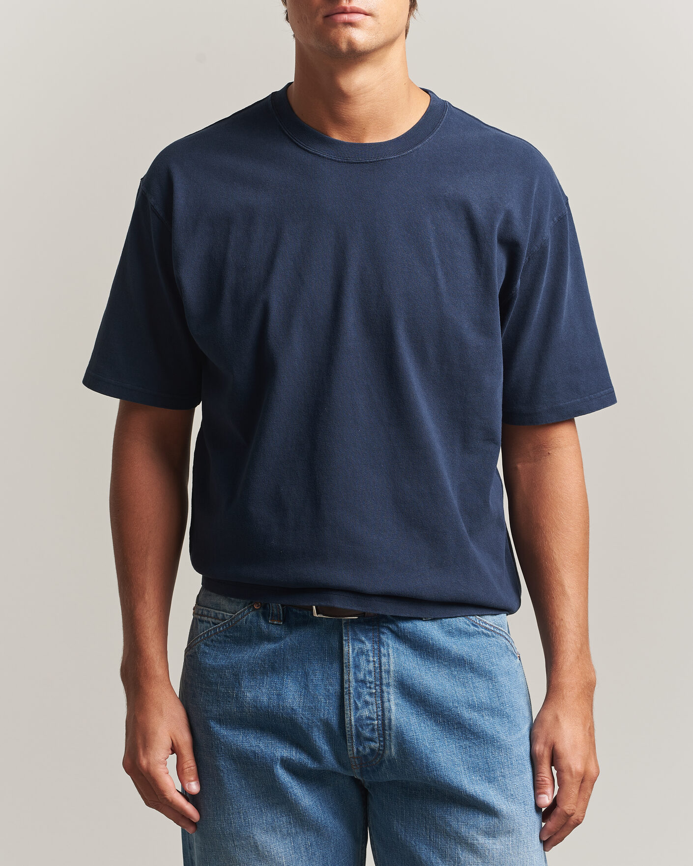 Hombres | Camisetas | Drake's | Short Sleeve Hiking T-Shirt Navy