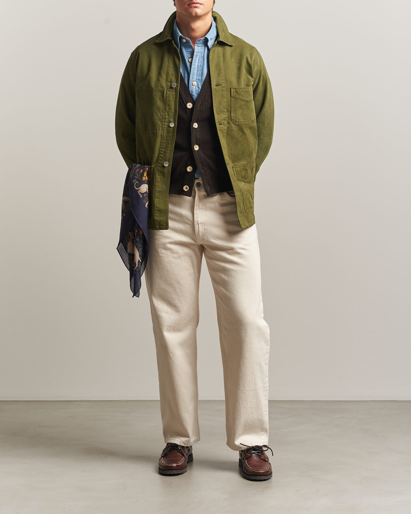 Hombres | Abrigos y chaquetas | Drake's | Duck Cotton Canvas Chore Jacket Olive
