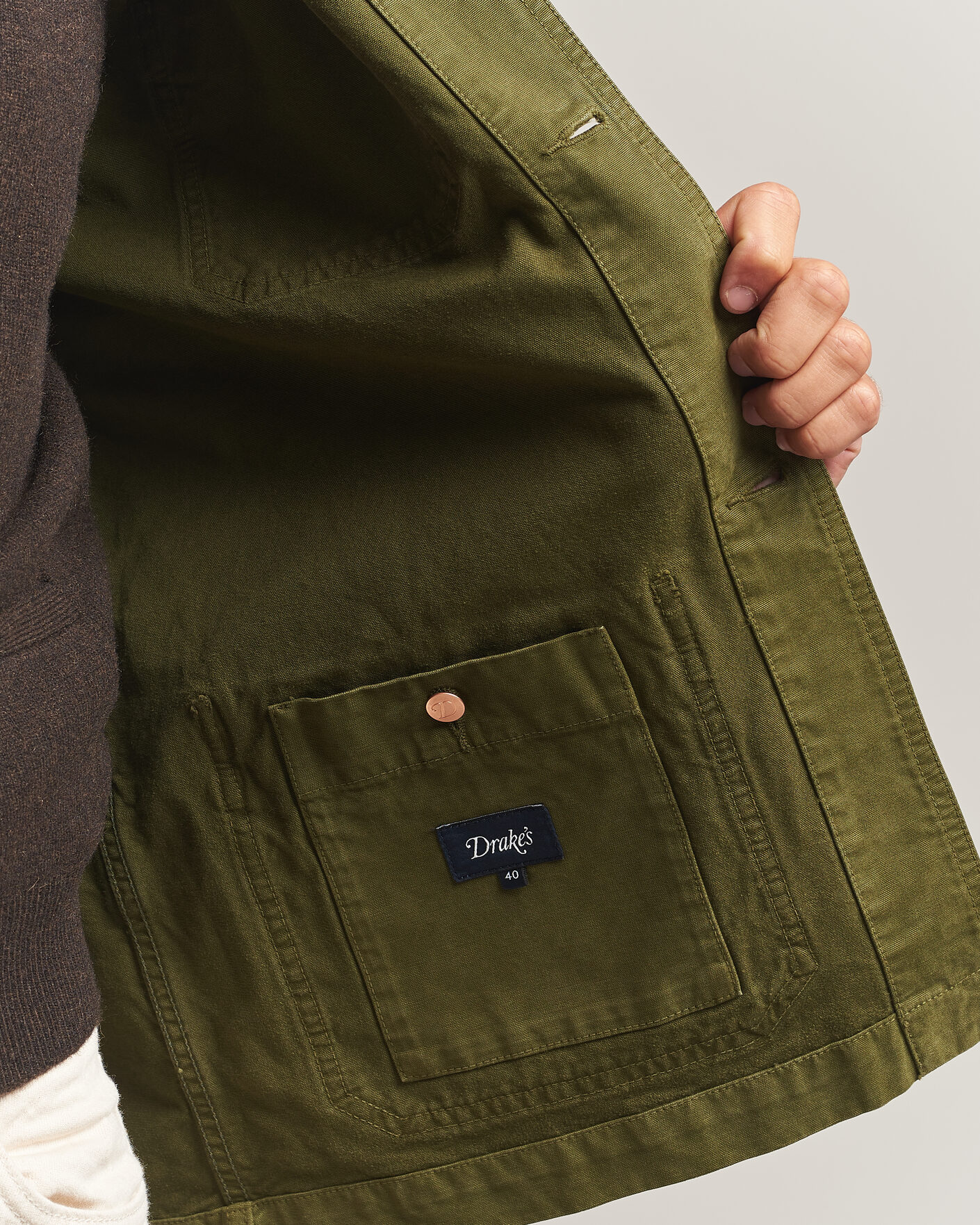 Hombres | Abrigos y chaquetas | Drake's | Duck Cotton Canvas Chore Jacket Olive