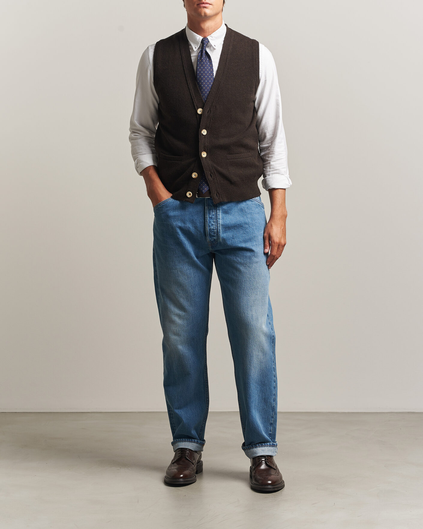 Hombres | Vaqueros | Drake's | 5-Pocket Japanese Selvedge Denim Stone Wash