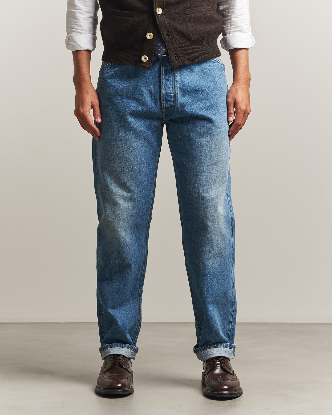 Hombres | Vaqueros | Drake's | 5-Pocket Japanese Selvedge Denim Stone Wash