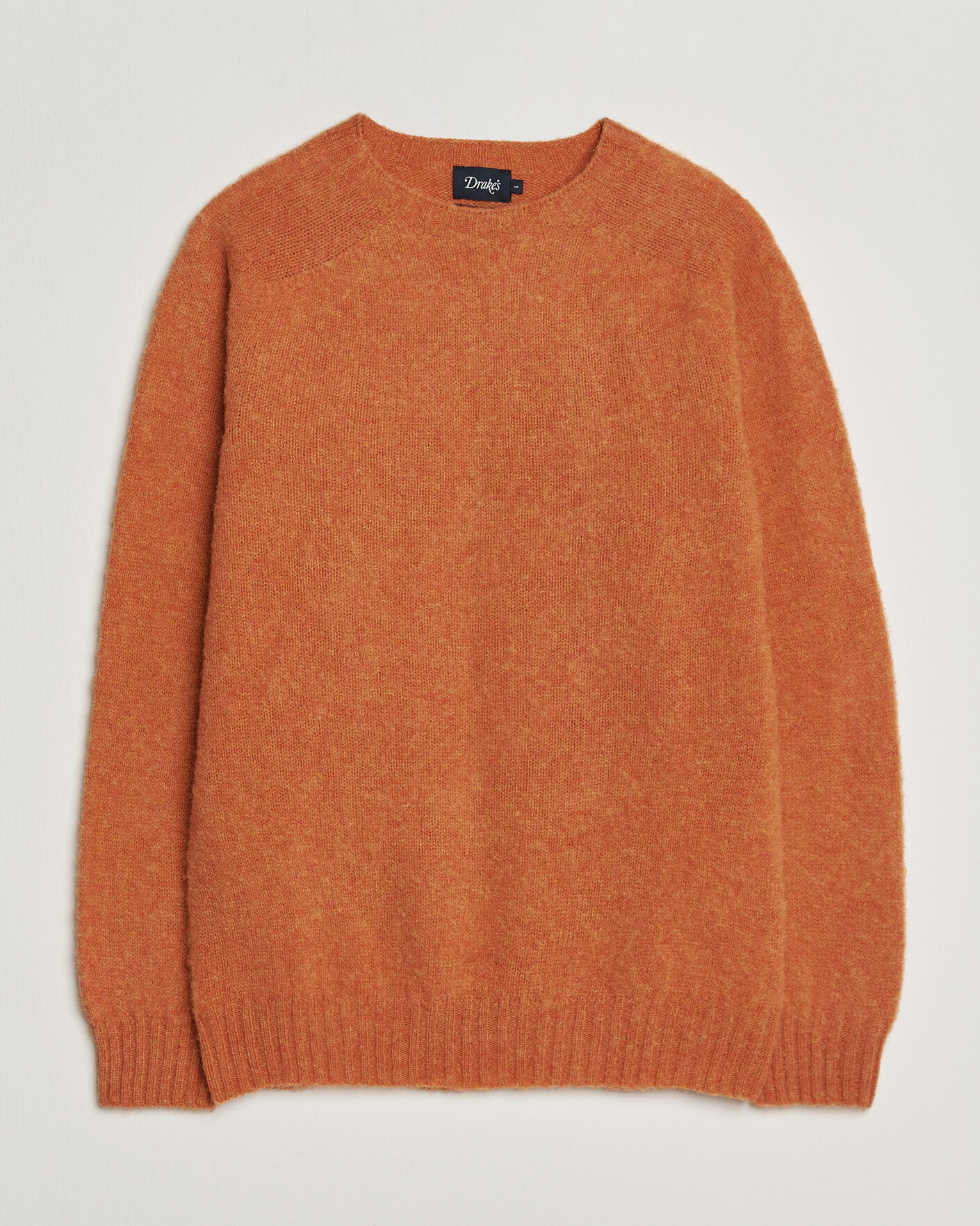 Hombres | Jerséis y prendas de punto | Drake's | Brushed Shetland Crew Orange