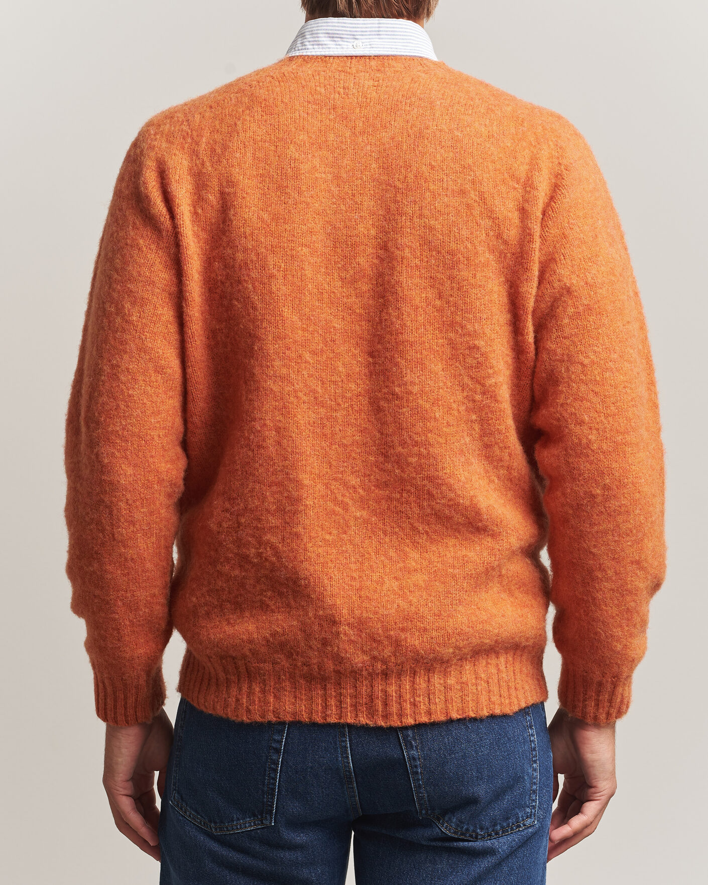 Hombres | Jerséis y prendas de punto | Drake's | Brushed Shetland Crew Orange