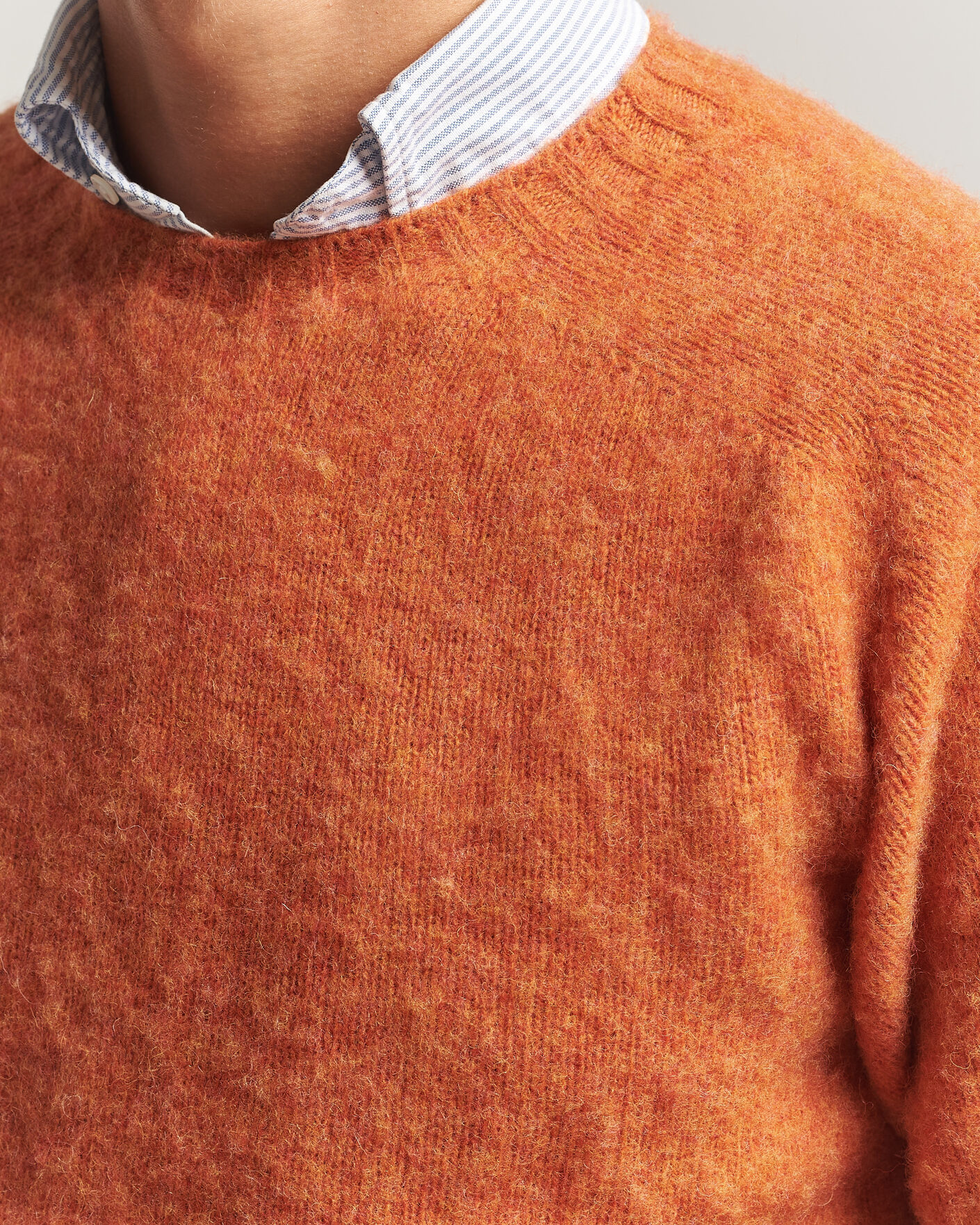 Hombres | Jerséis y prendas de punto | Drake's | Brushed Shetland Crew Orange