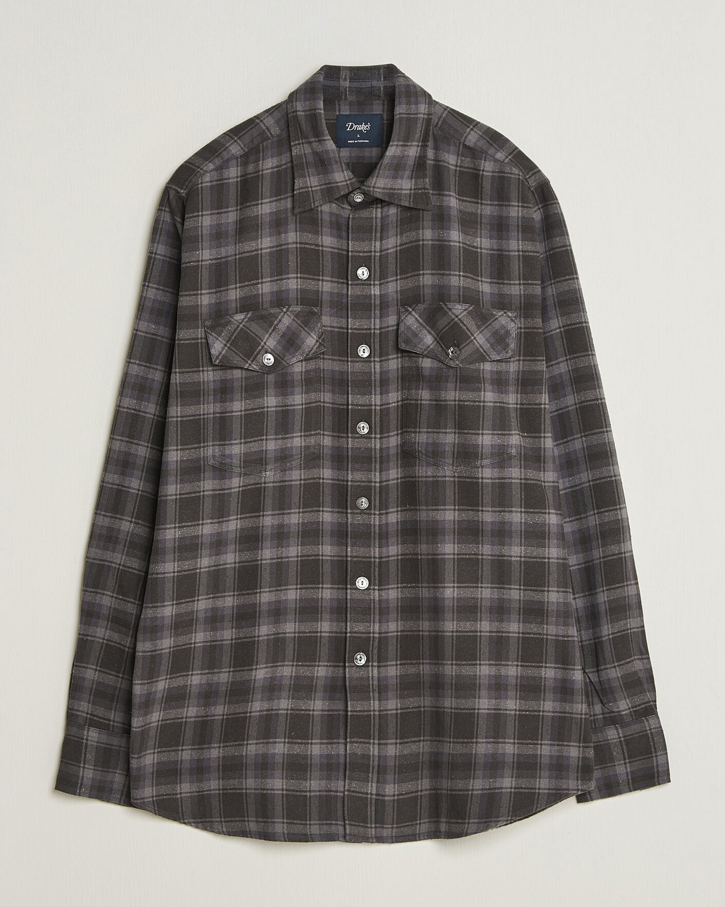 Hombres | Camisas | Drake's | Cotton/Silk Two Pocket Shirt Grey