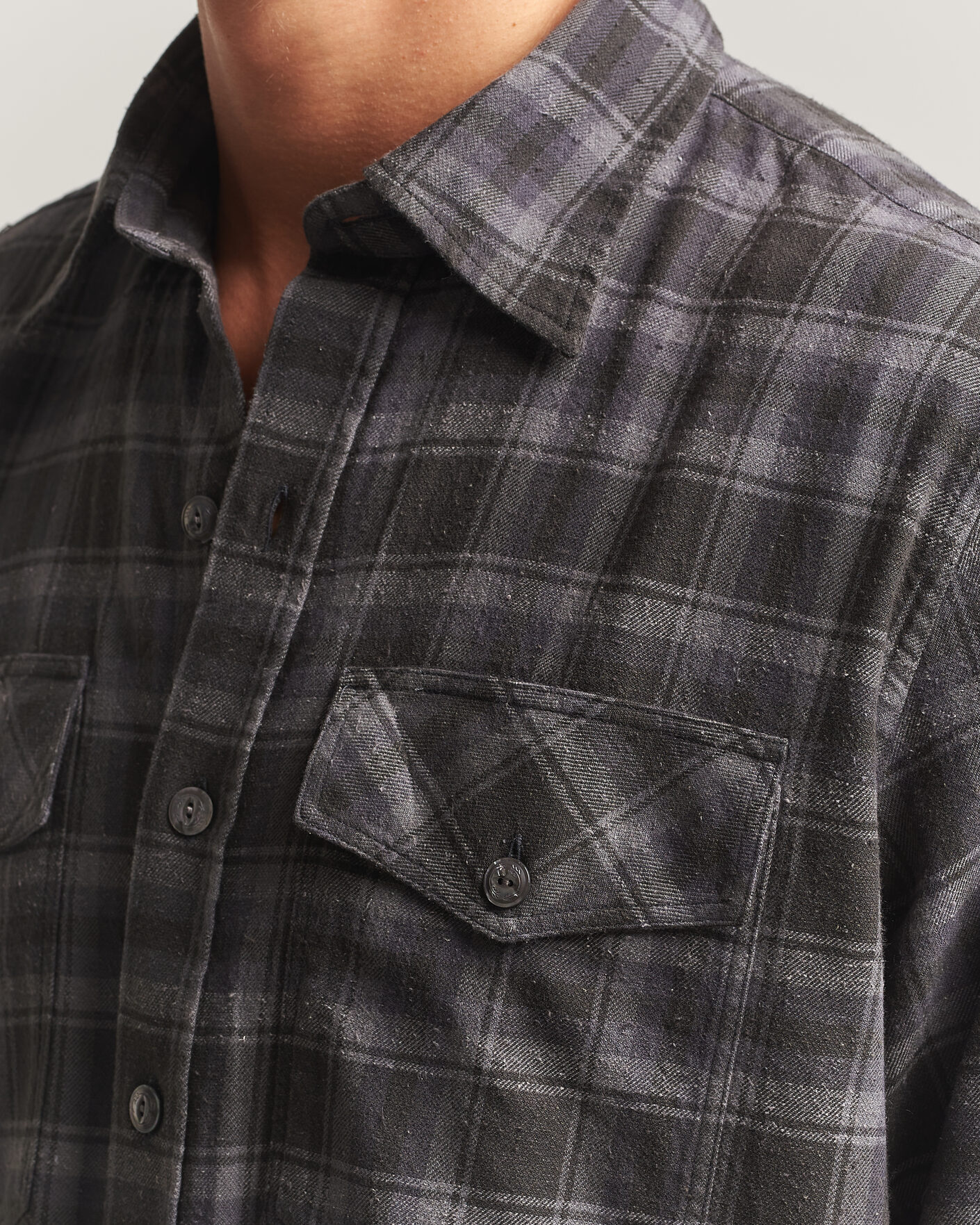 Hombres | Camisas | Drake's | Cotton/Silk Two Pocket Shirt Grey