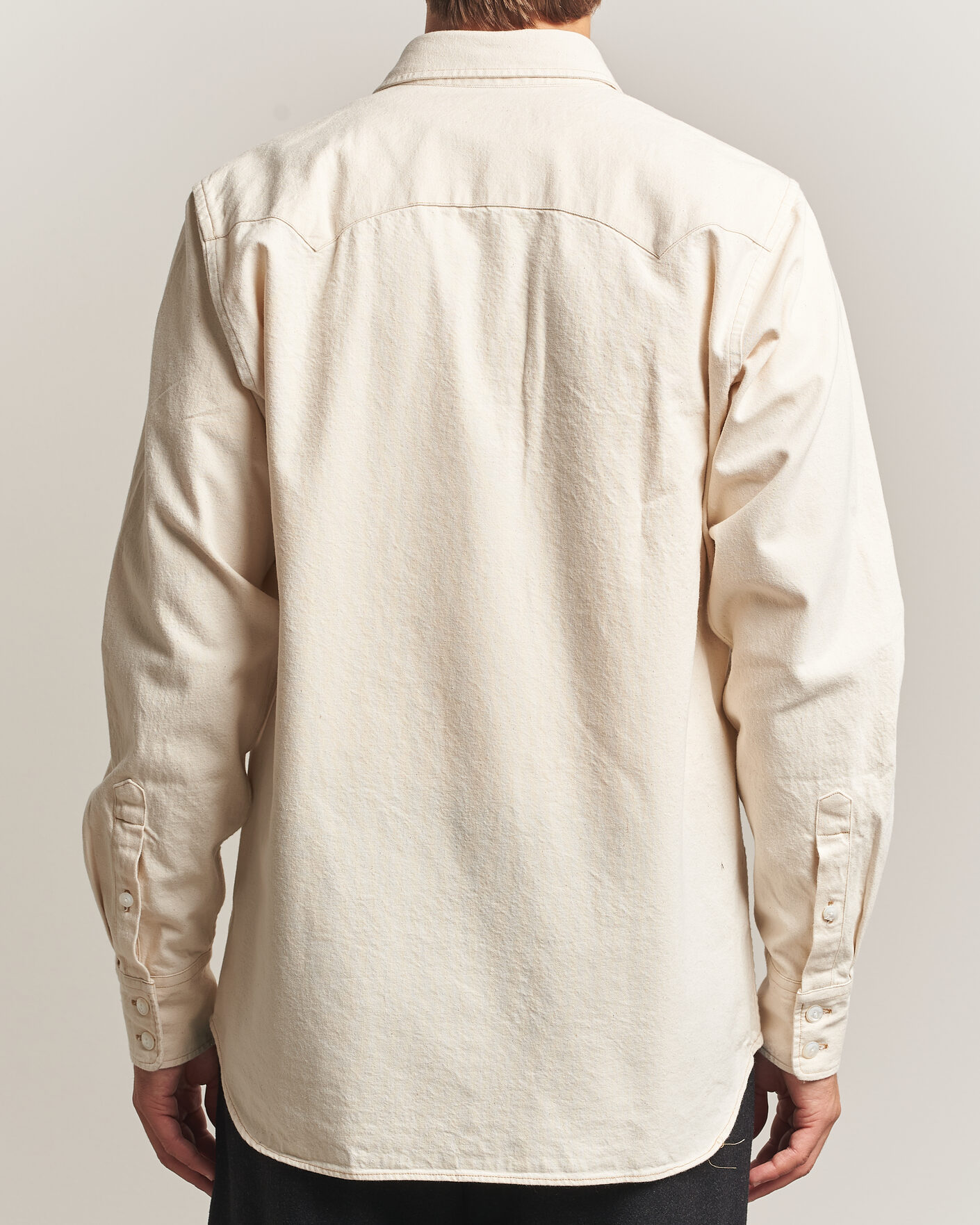 Hombres | Camisas | Drake's | Western Denim Shirt Stone Wash Ecru