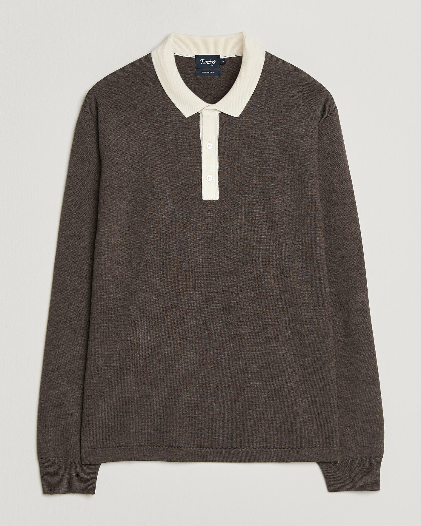 Hombres | Jerséis y prendas de punto | Drake's | Solid Knitted Rugby Brown